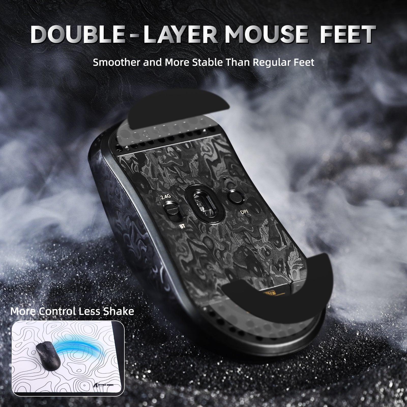 ATTACK SHARK R11 ULTRA Carbon Fiber Draadloze 8K PAW3950MAX Gaming Muis met C06 Ultra LED Kabel