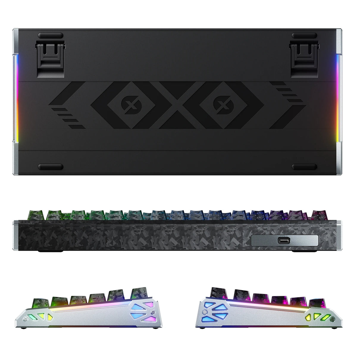 ATTACK SHARK R86 HE Carbon Fiber Bedraad Gamingtoetsenbord met magnetische schakelaars, snelle trigger, C01 ULTRA RGB-spiraalkabel