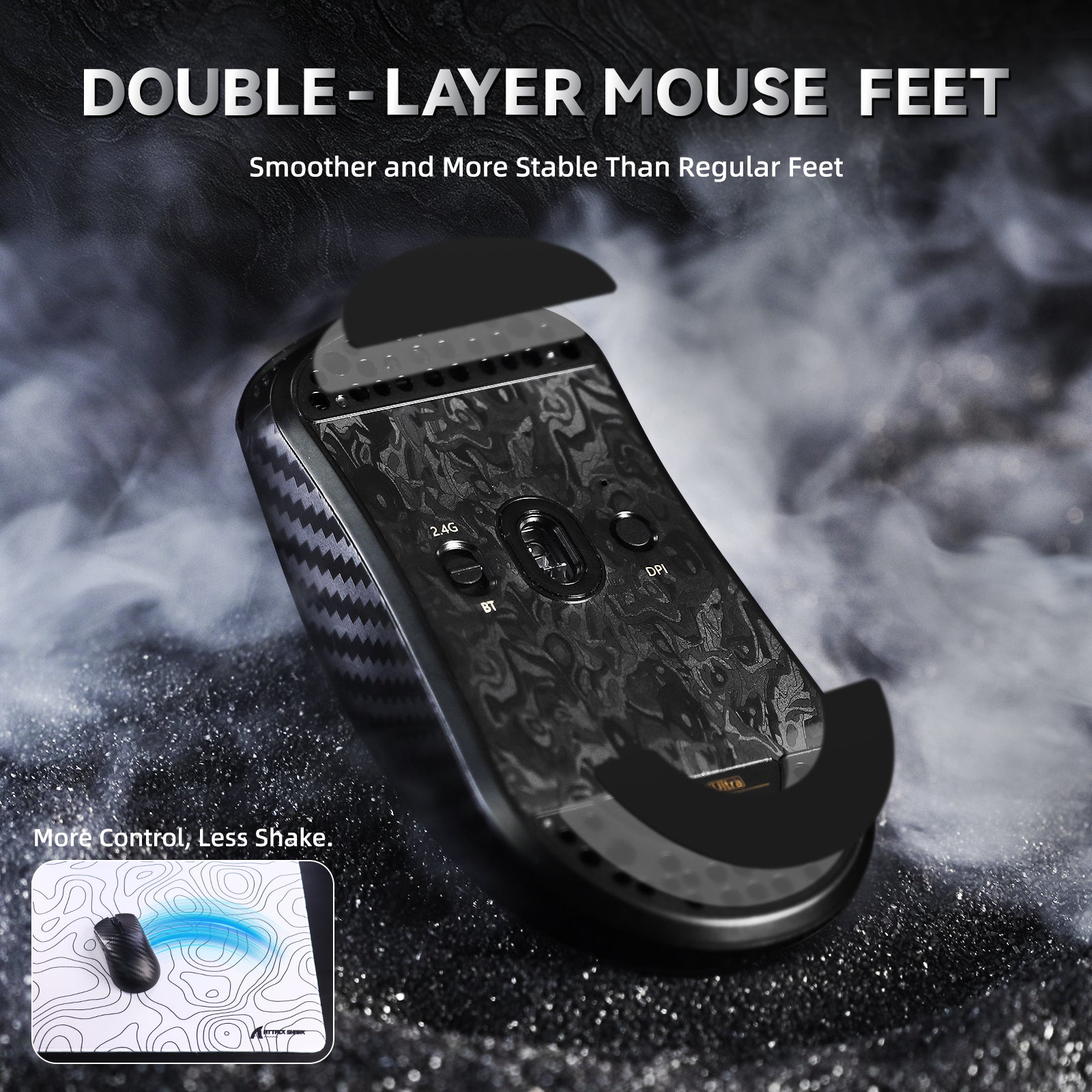 ATTACK SHARK R11 ULTRA Carbon Fiber Draadloze 8K PAW3950MAX Gaming Muis met C06 Ultra LED Kabel