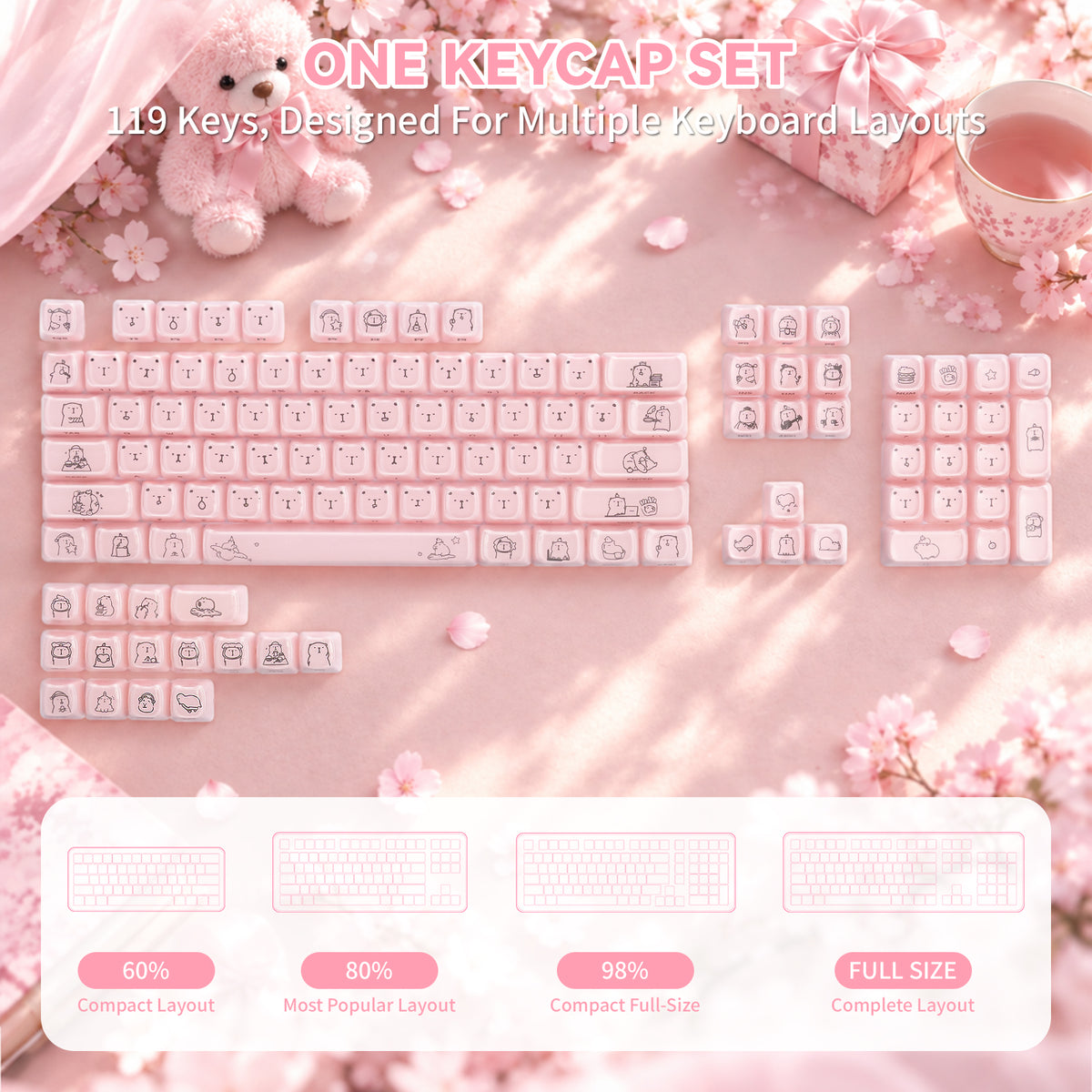 ATTACK SHARK SK05 118/119 toetsen, PBT-keycaps, MOA, ANSI