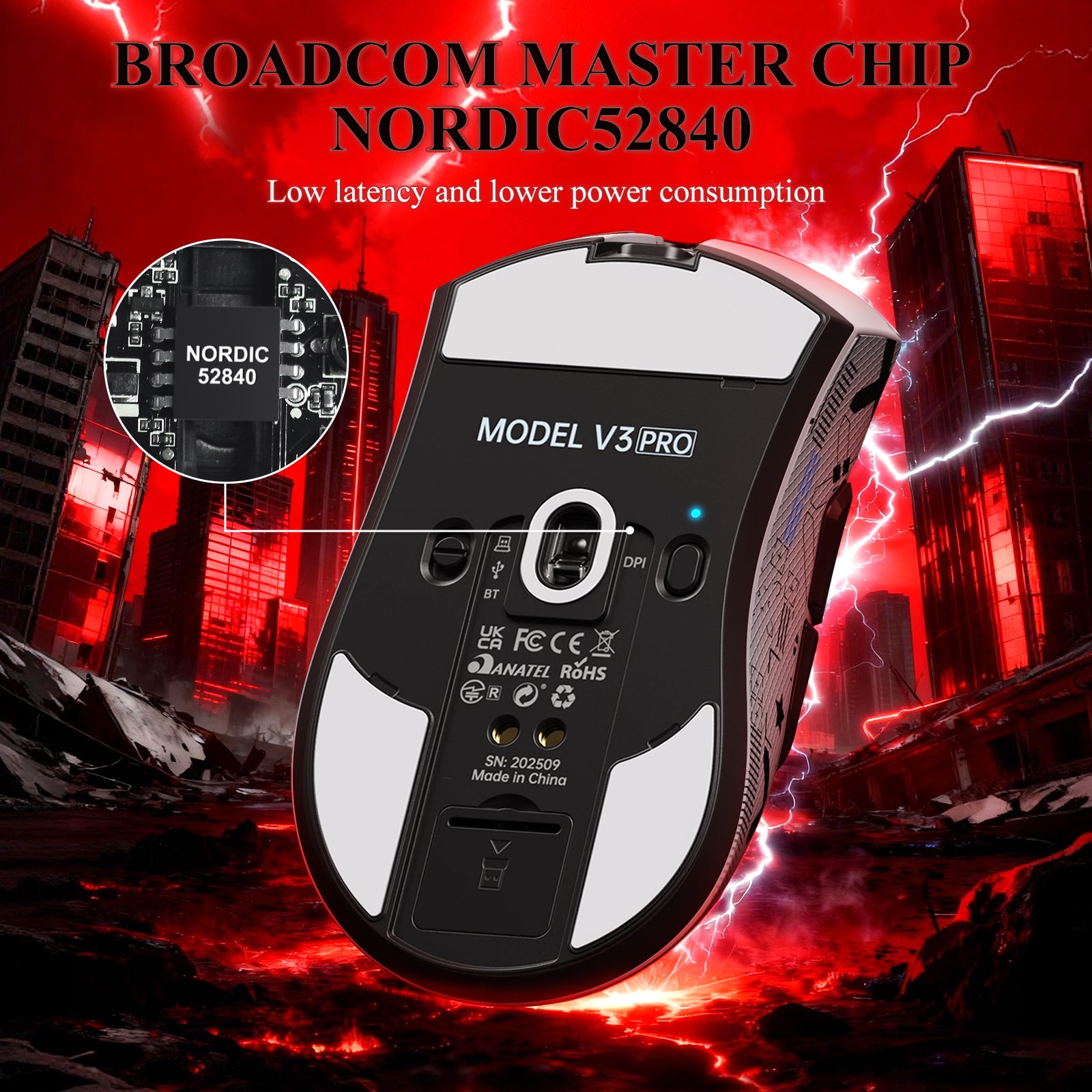 ATTACK SHARK V3PRO Ultra-Lichte Driemodi Gaming Muis met Oplaaddock