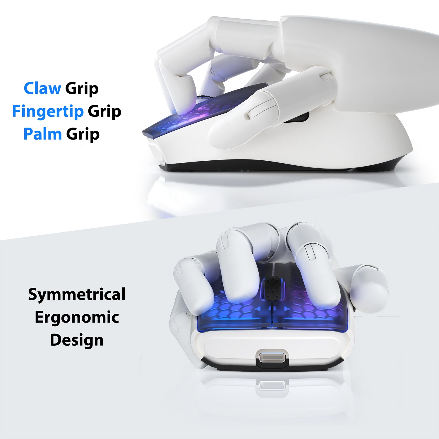 ATTACK SHARK X5 wireless gaming mouse with translucent honeycomb shell and RGB lighting