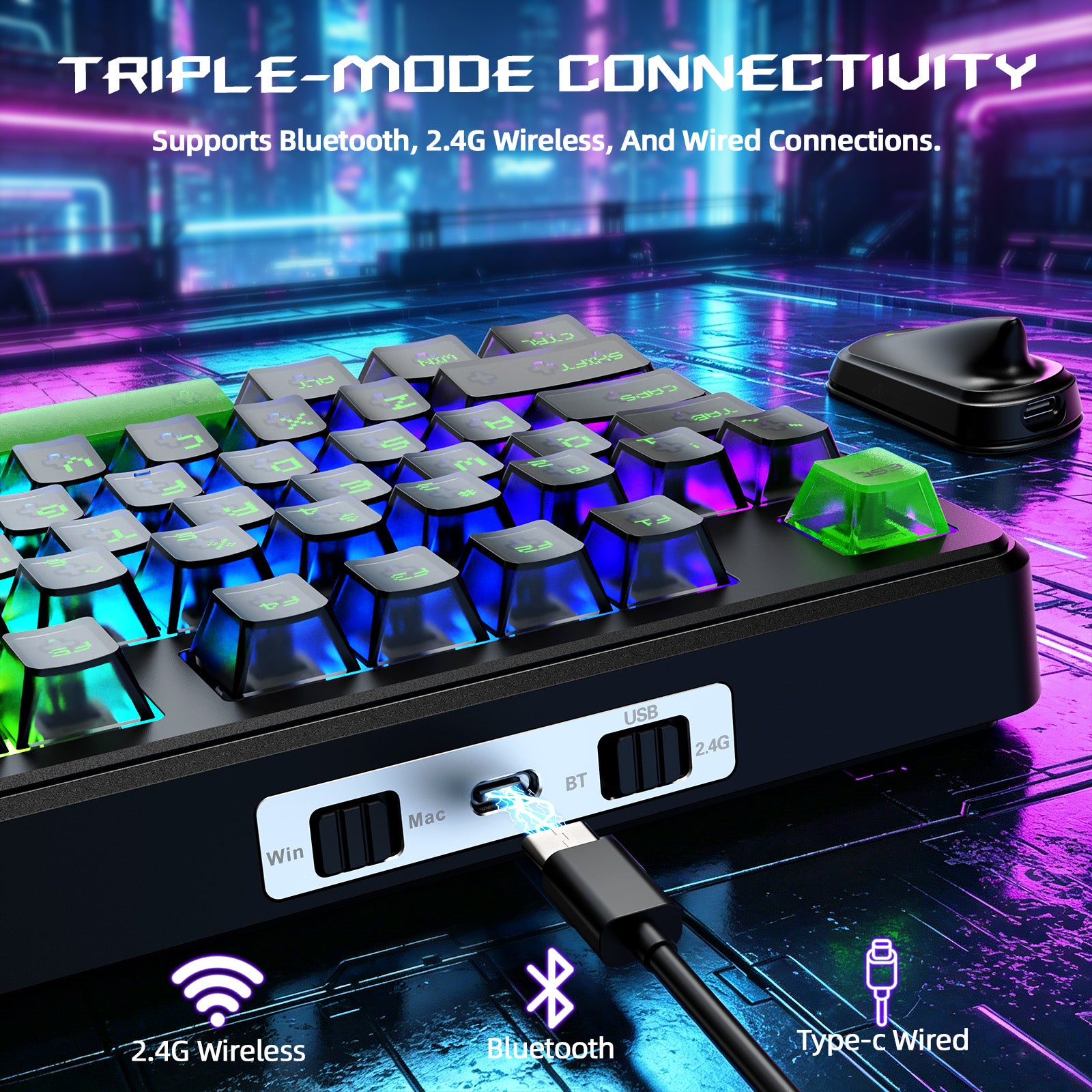 ATTACK SHARK X87 ULTRA Draadloos Gaming Toetsenbord met 8KHz Ontvanger en RGB Opgerolde Kabel