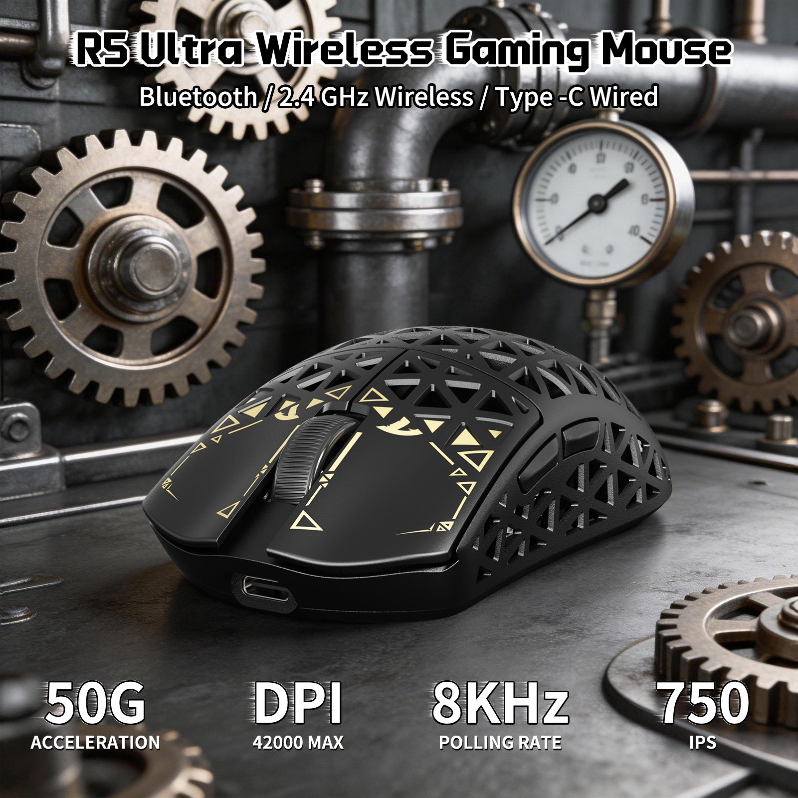 ATTACK SHARK R68 HE & R5 ULTRA Carbon Fiber Gaming Bundel met C01 ULTRA Opgerolde Kabel