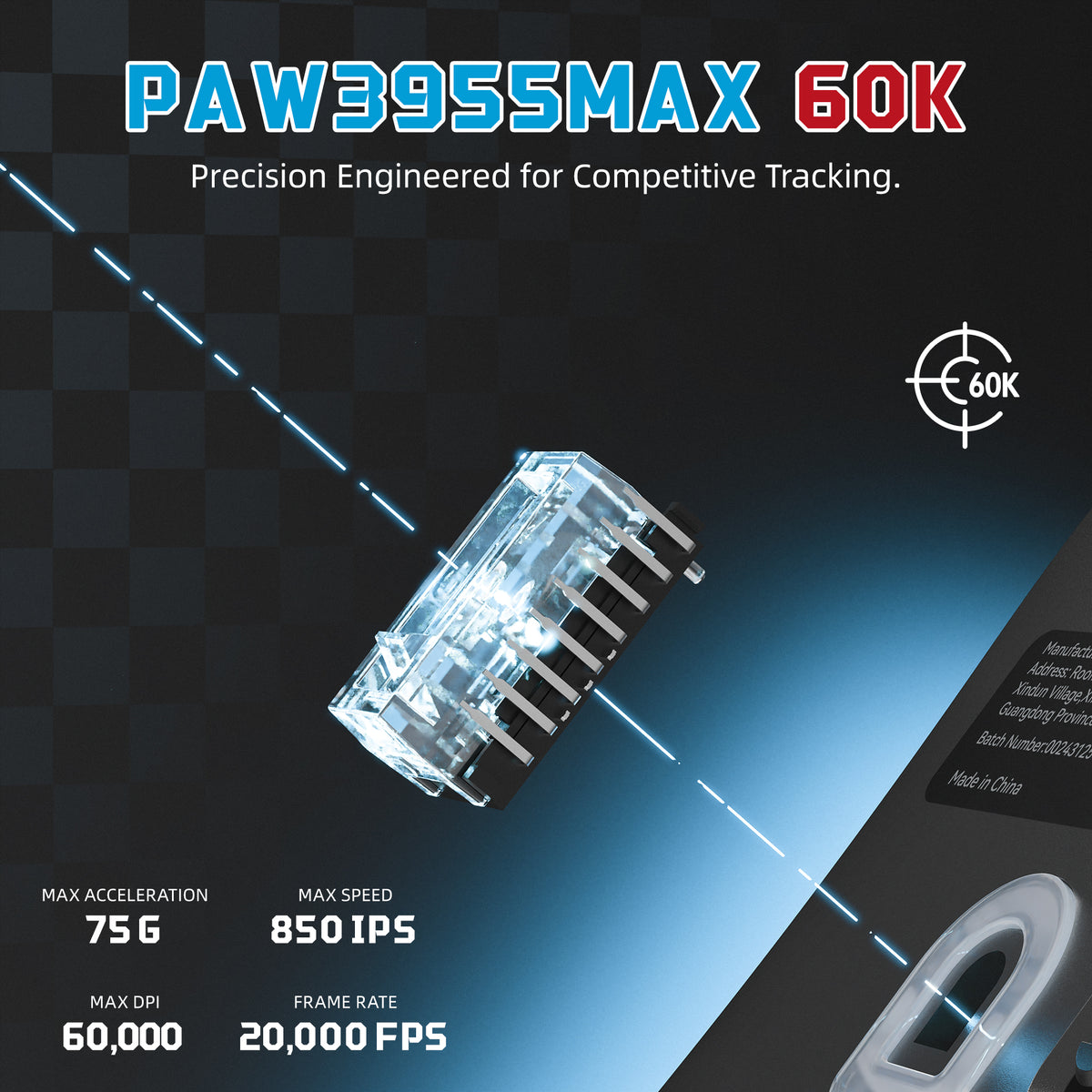 ATTACK SHARK F1 AIR 39g draadloze gamingmuis met PAW3955MAX en C06 Ultra-kabel