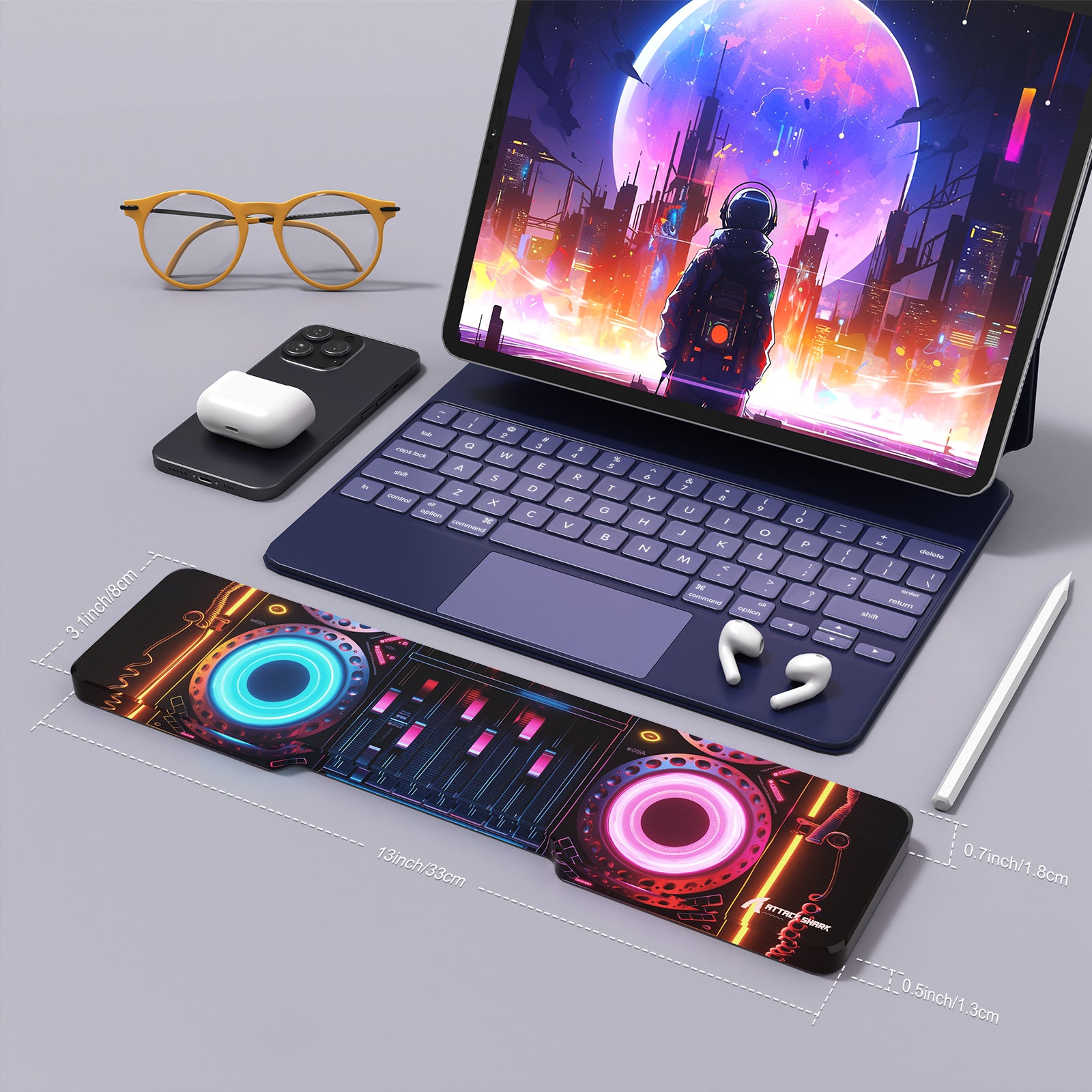 ATTACK SHARK acrylic wrist rest with DJ deck design
