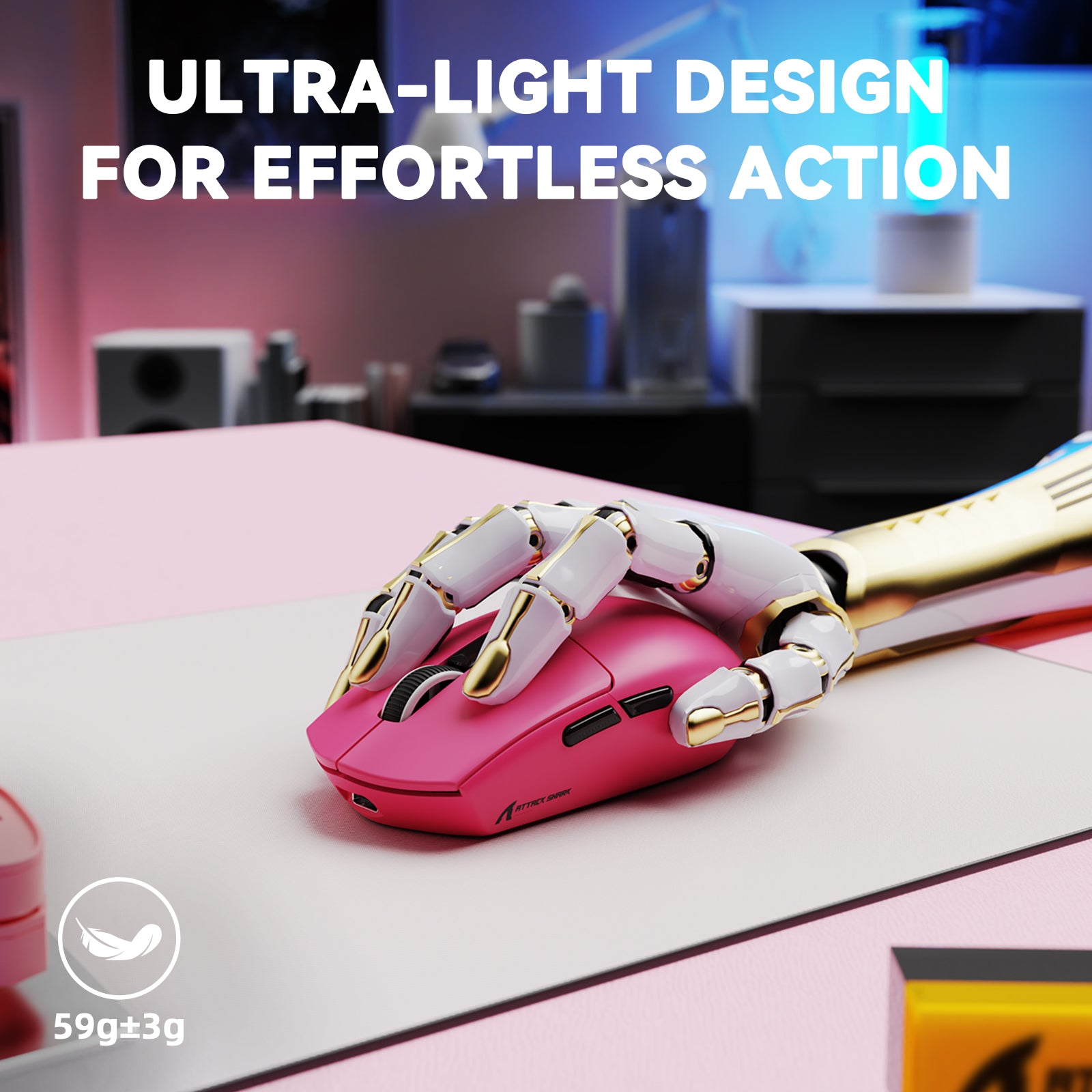 ATTACK SHARK G3PRO Tri-mode Draadloze Gaming Muis met Oplaad Dock 25000 DPI Ultra Lichtgewicht