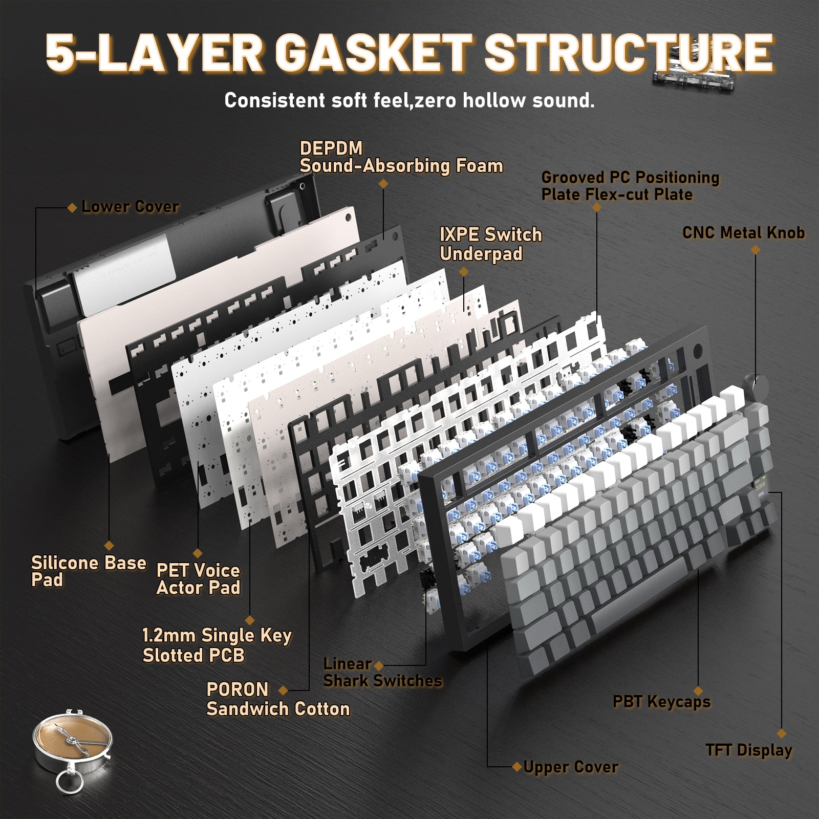 ATTACK SHARK X820ULTRA Mechanical Keyboard with C01ULTRA Coiled Cable