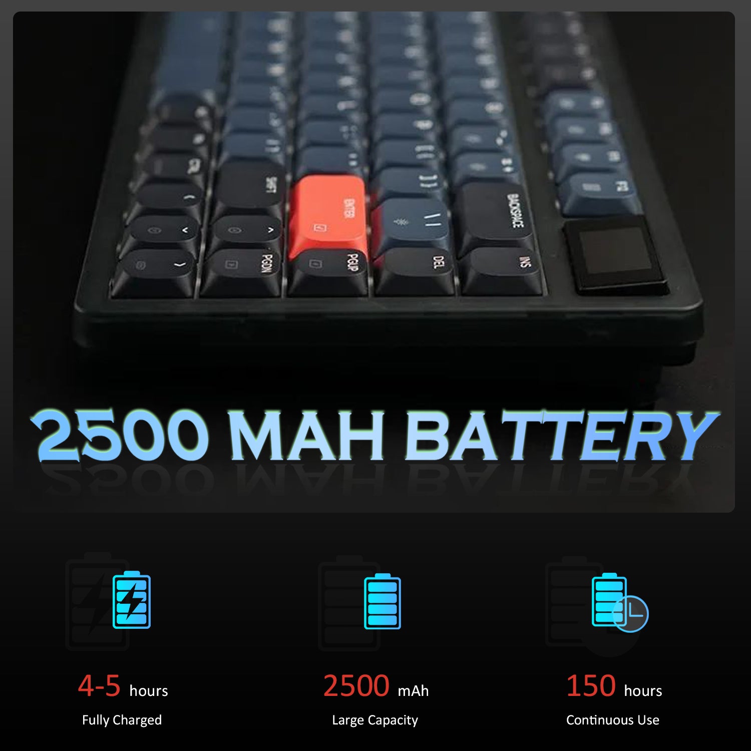 ATTACK SHARK AK832 keyboard with 2500 mAh battery and LCD display