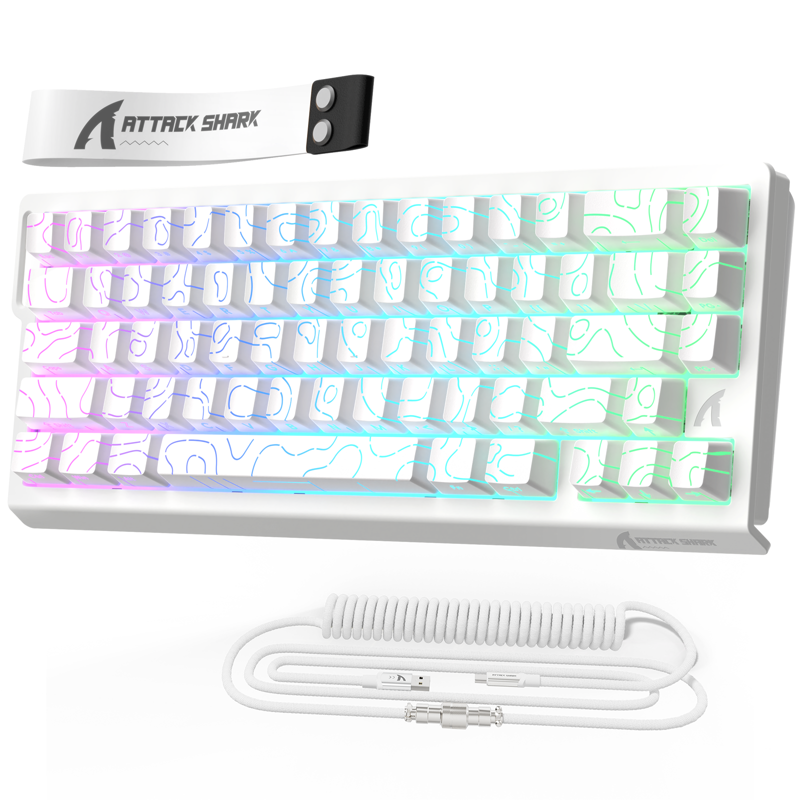 ATTACK SHARK X68 HE Snelle Trigger Toetsenbord Magnetische Schakelaar met C01PRO Opgerolde Kabel