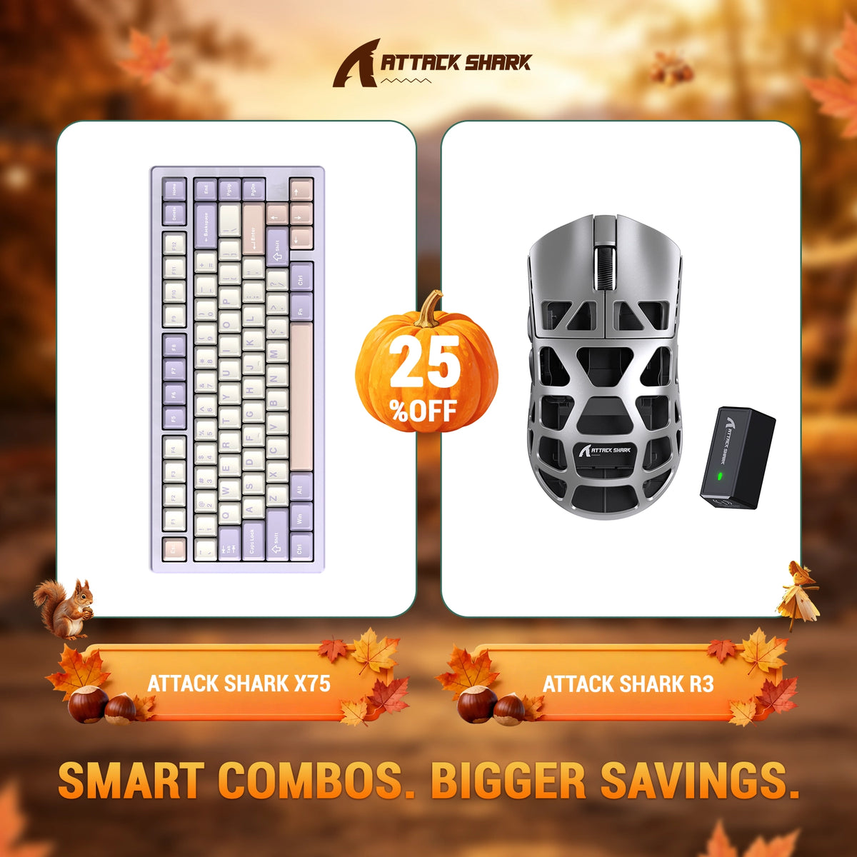 ATTACK SHARK X75 Volledig Aluminium Toetsenbord + R3 Magnesiumlegering Gaming Muis Bundel