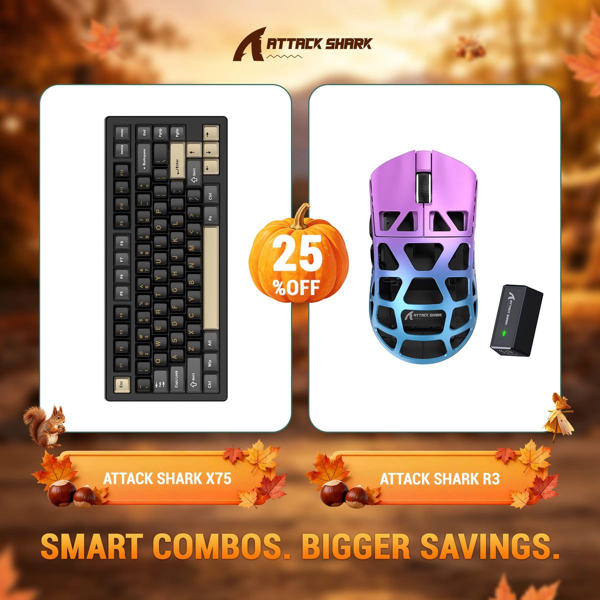 ATTACK SHARK X75 Volledig Aluminium Toetsenbord + R3 Magnesiumlegering Gaming Muis Bundel