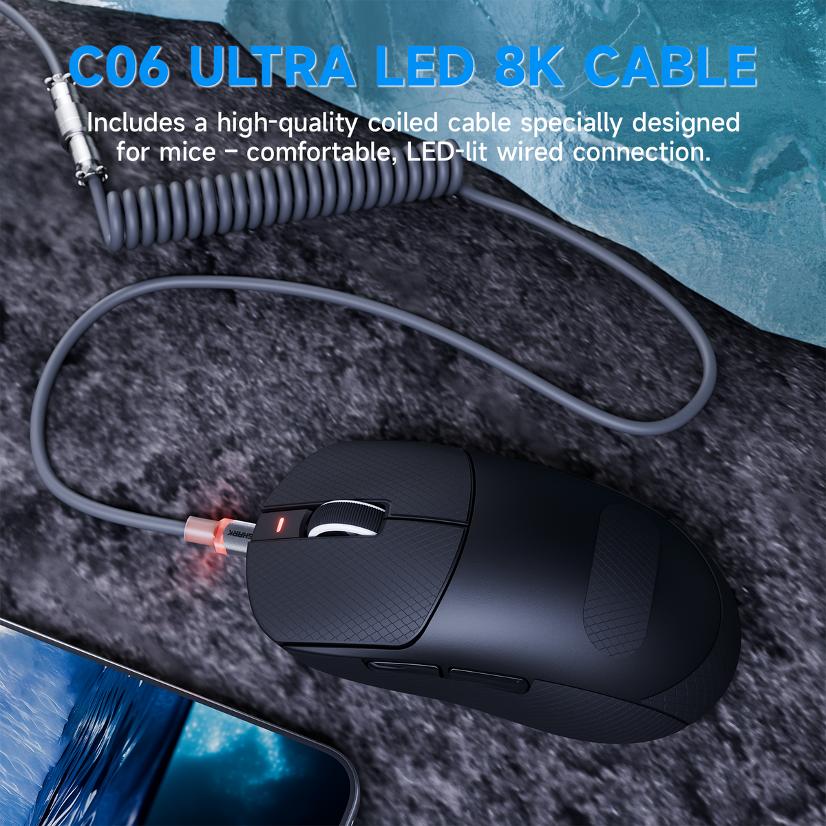ATTACK SHARK X8 PLUS draadloze gamingmuis met drie modi en C06 ULTRA-kabel