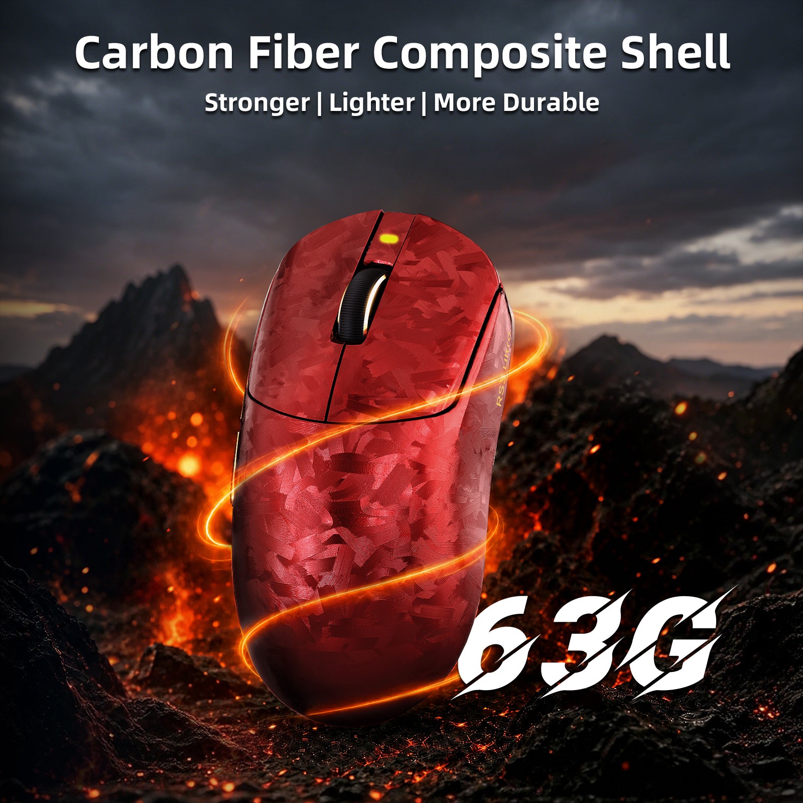 ATTACK SHARK RS3 ULTRA Carbon Fiber Draadloze PAW3955MAX Gaming Muis met C06 Ultra LED Kabel