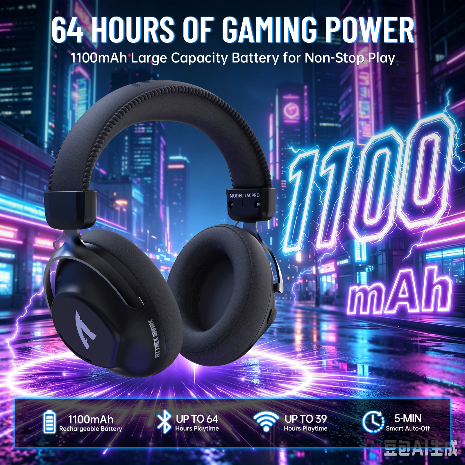 ATTACK SHARK L50 PRO Draadloze Gaming Headset met Drie Modi