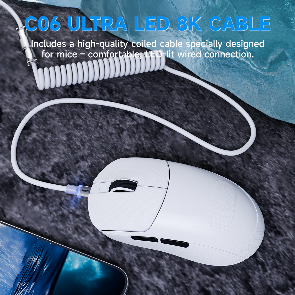 ATTACK SHARK X8 PLUS draadloze gamingmuis met drie modi en C06 ULTRA-kabel