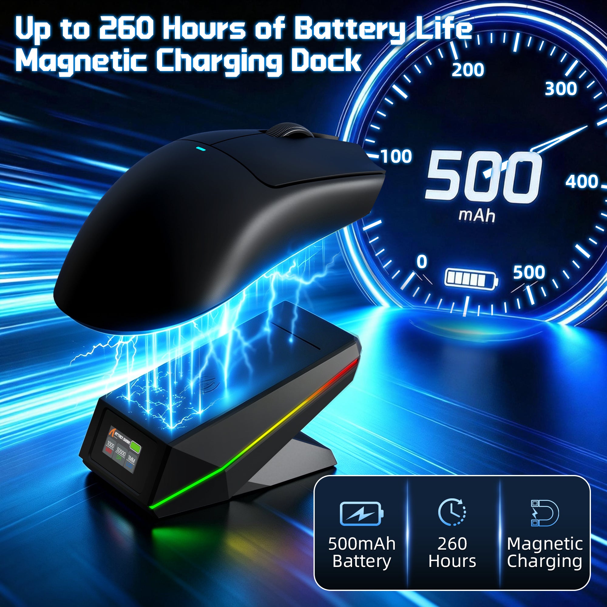 ATTACK SHARK X11 PRO V2 Draadloze Gaming Muis met TFT Display Oplaadstation