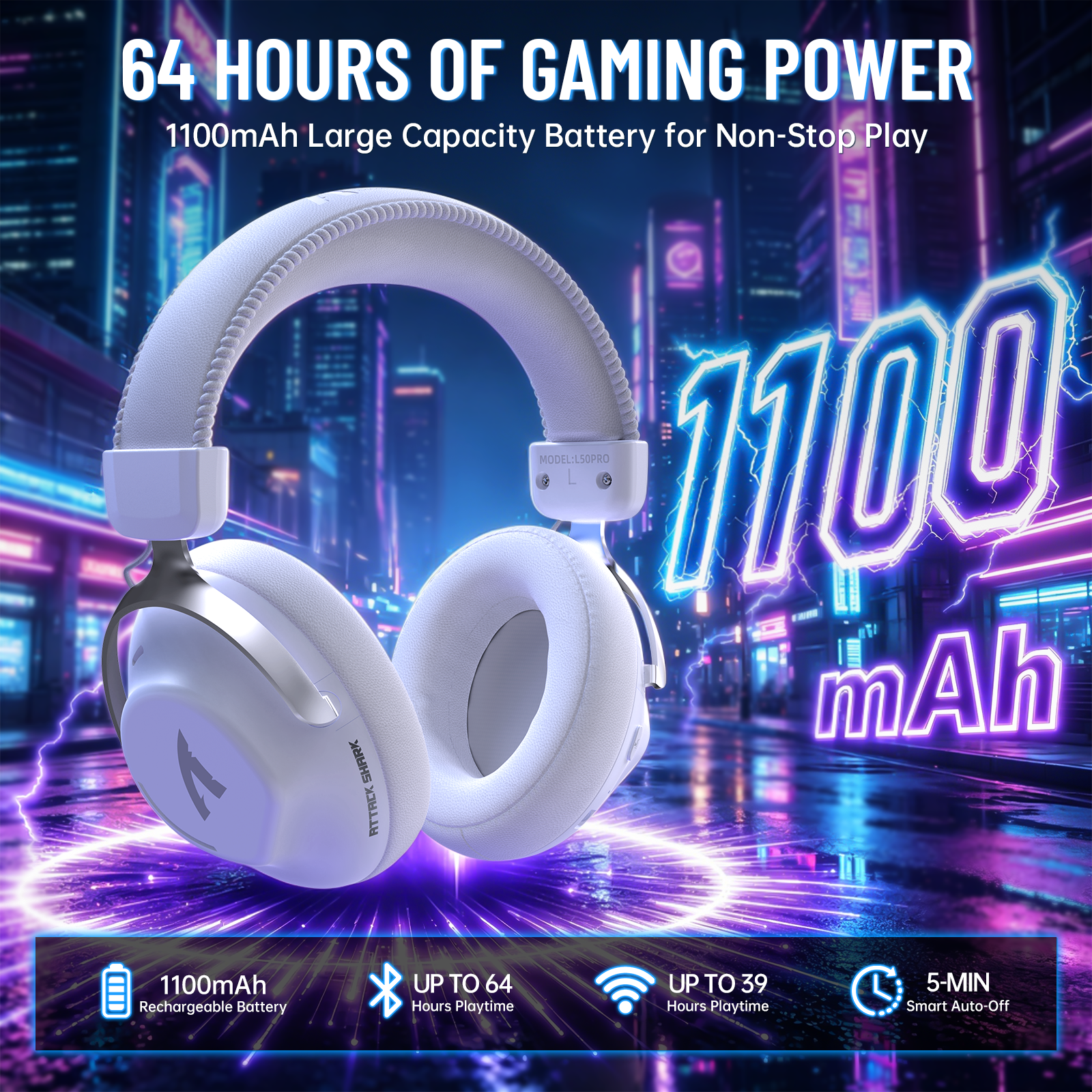 ATTACK SHARK L50 PRO Draadloze Gaming Headset met Drie Modi