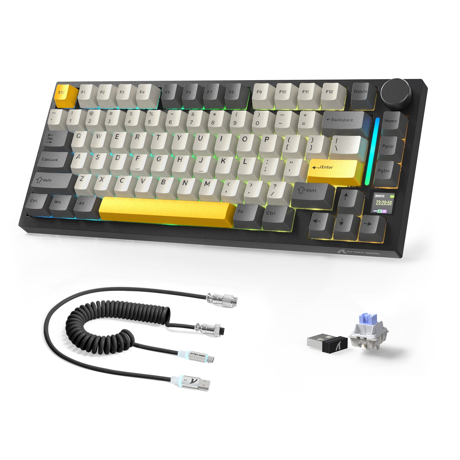 ATTACK SHARK X820ULTRA Mechanical Keyboard with C01ULTRA Coiled Cable