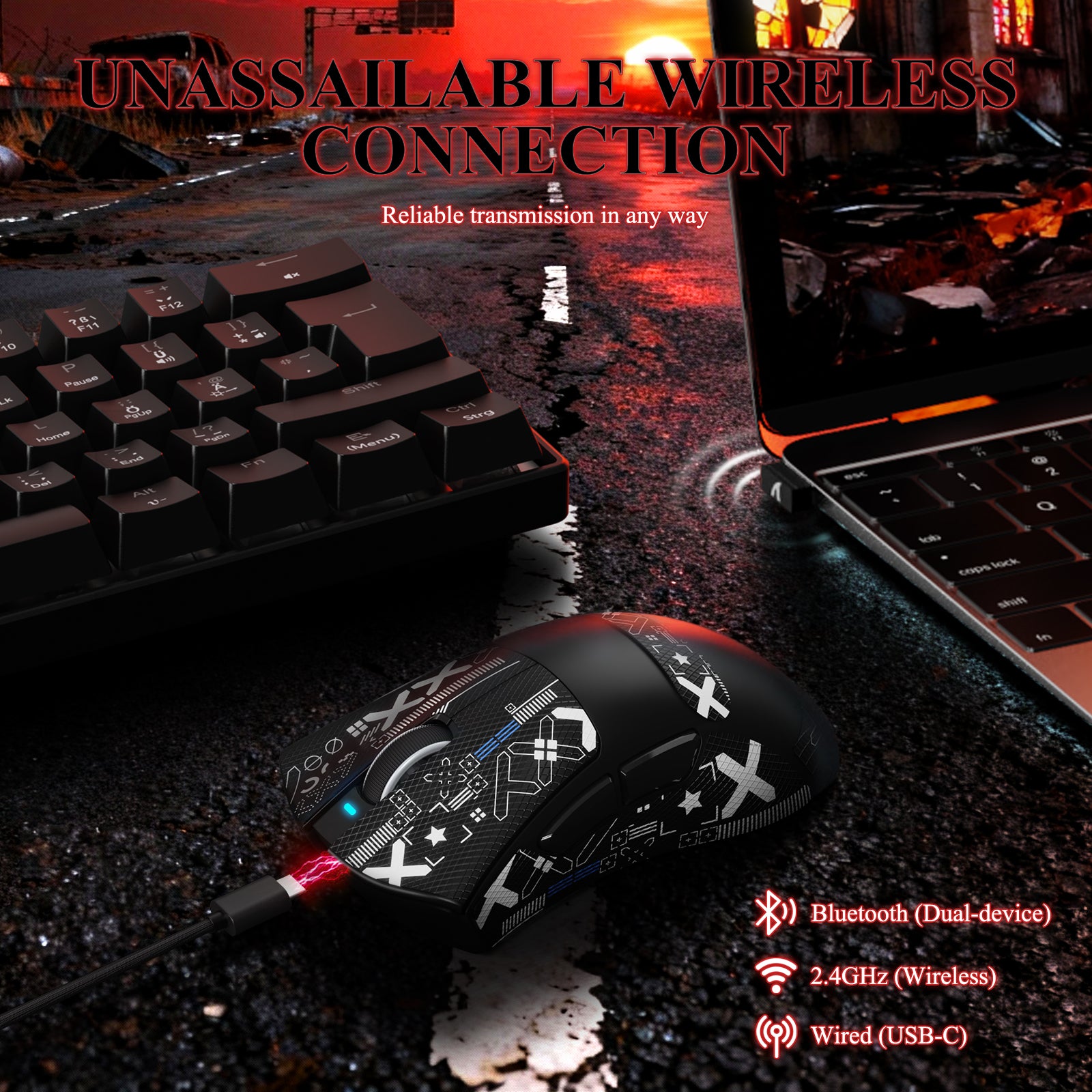 ATTACK SHARK V3PRO Ultra-Lichte Driemodi Gaming Muis met Oplaaddock