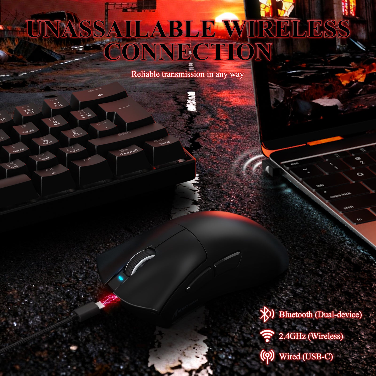 ATTACK SHARK V3PRO Ultra-Lichte Driemodi Gaming Muis met Oplaaddock