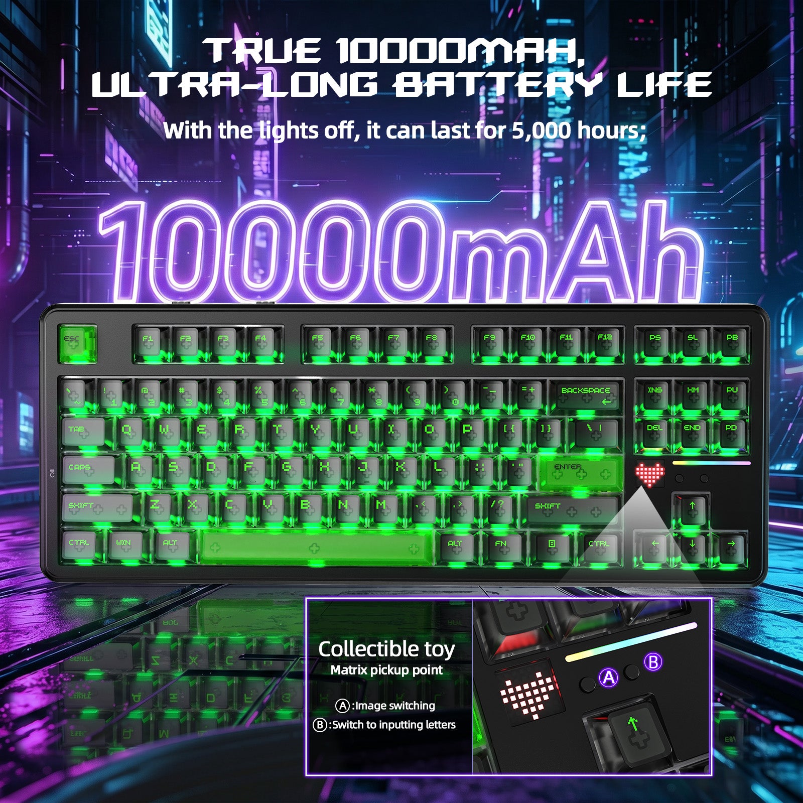 ATTACK SHARK X87 ULTRA Draadloos Gaming Toetsenbord met 8KHz Ontvanger en RGB Opgerolde Kabel