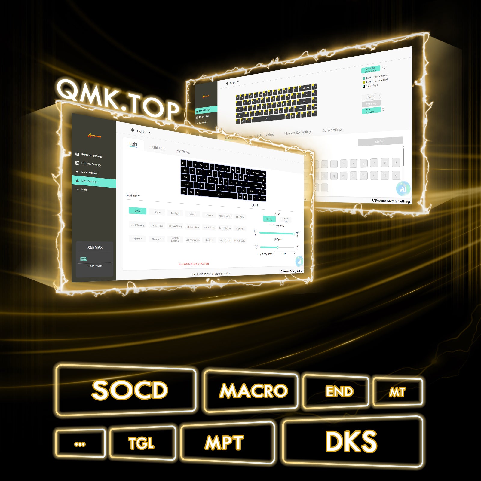 ATTACK SHARK X68MAX HE Rapid Trigger CNC Aluminium Toetsenbord Magnetische Schakelaar met C01Ultra RGB Opgerolde Kabel