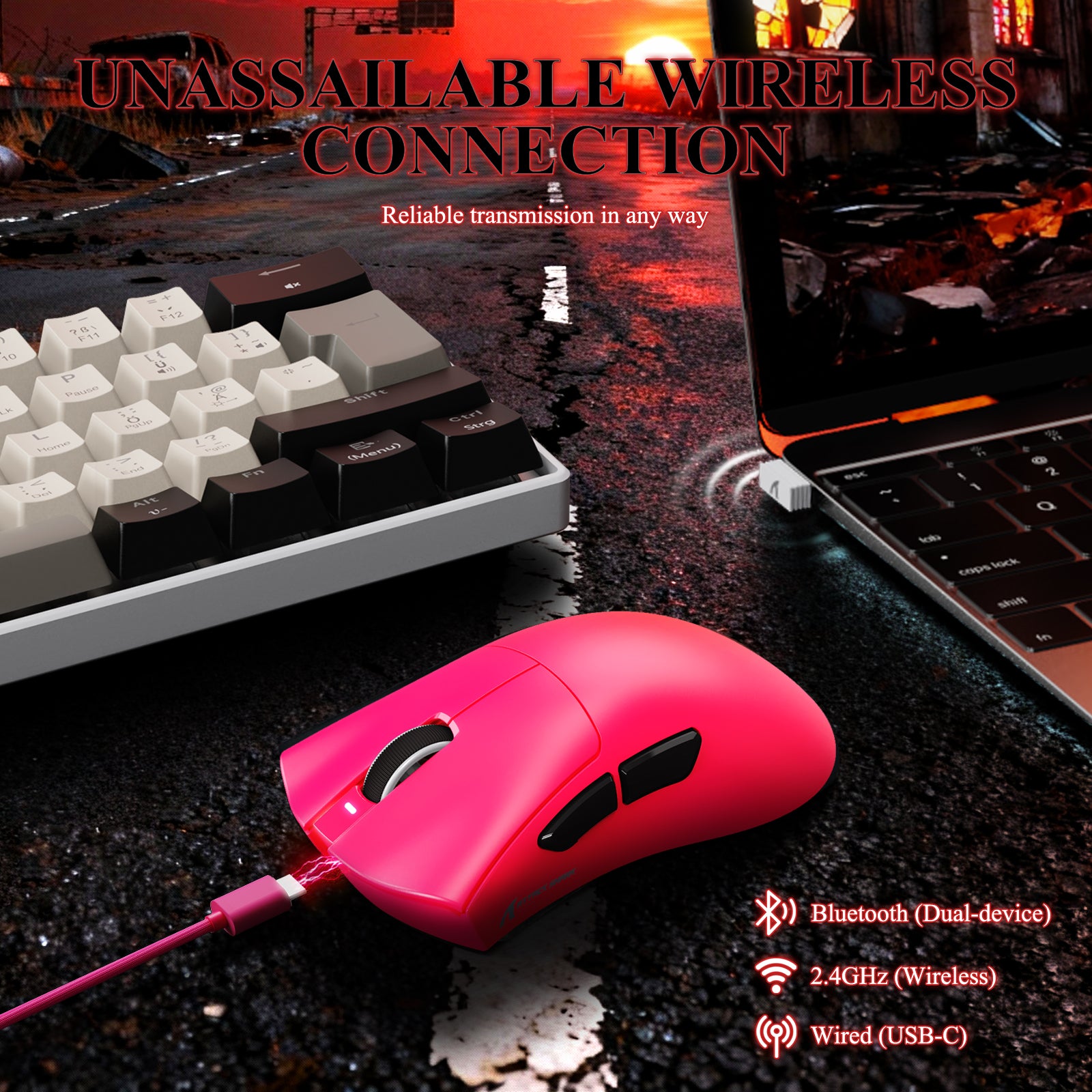 ATTACK SHARK V3PRO Ultra-Lichte Driemodi Gaming Muis met Oplaaddock