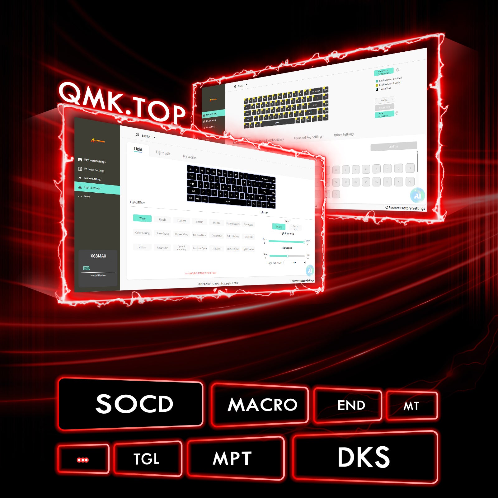 ATTACK SHARK X68MAX HE Rapid Trigger CNC Aluminium Toetsenbord Magnetische Schakelaar met C01Ultra RGB Opgerolde Kabel