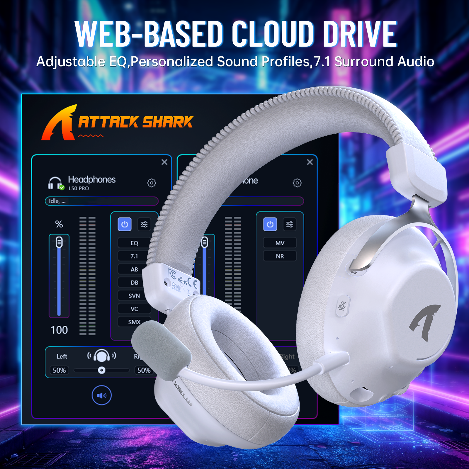 ATTACK SHARK L50 PRO Draadloze Gaming Headset met Drie Modi