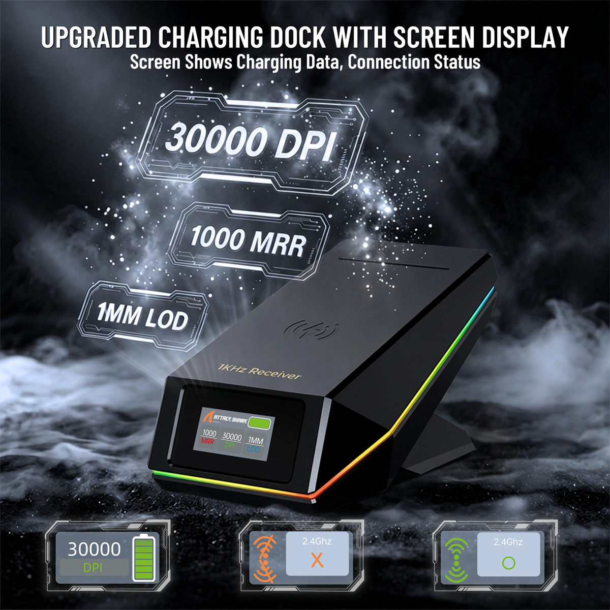 ATTACK SHARK X11 PRO V2 Draadloze Gaming Muis met TFT Display Oplaadstation met C06 Opgerolde Kabel
