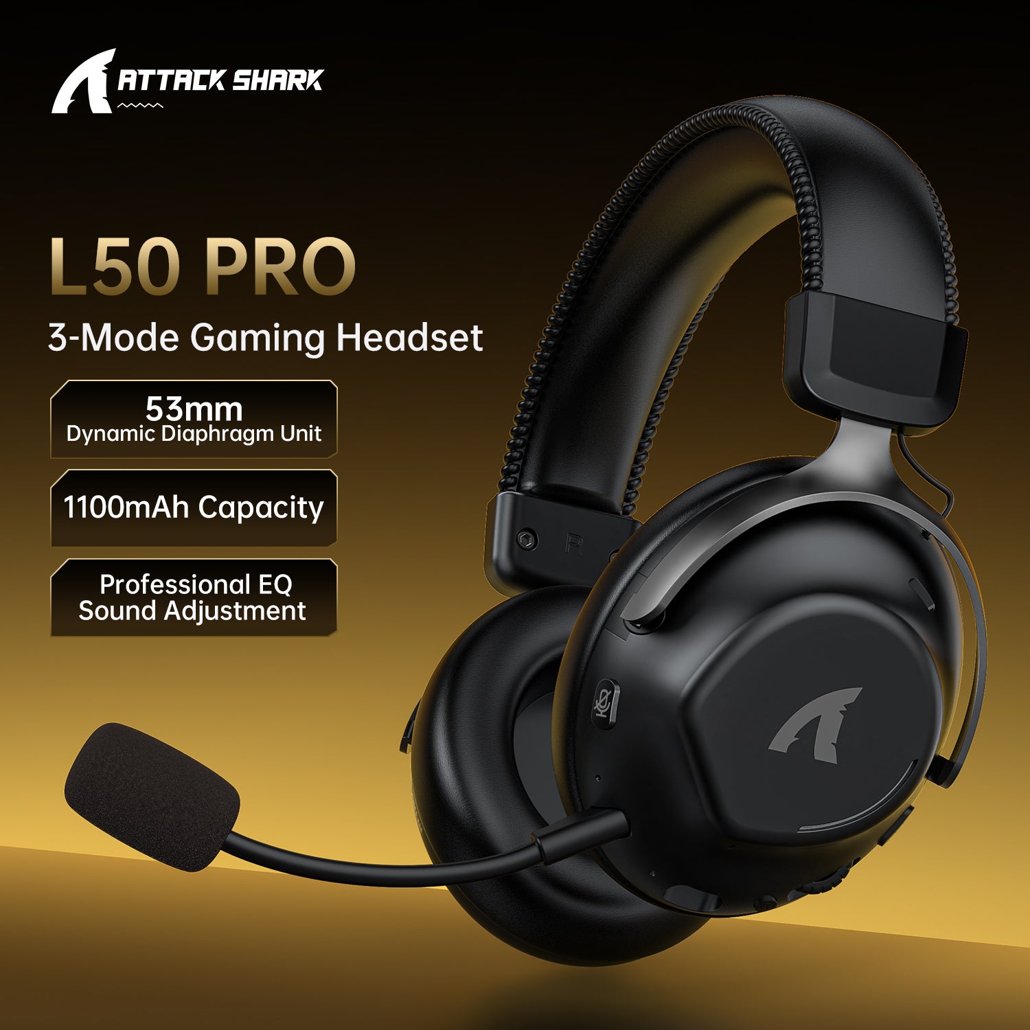 ATTACK SHARK L50PRO Draadloze Gaming Headset met Tri-Mode Verbinding