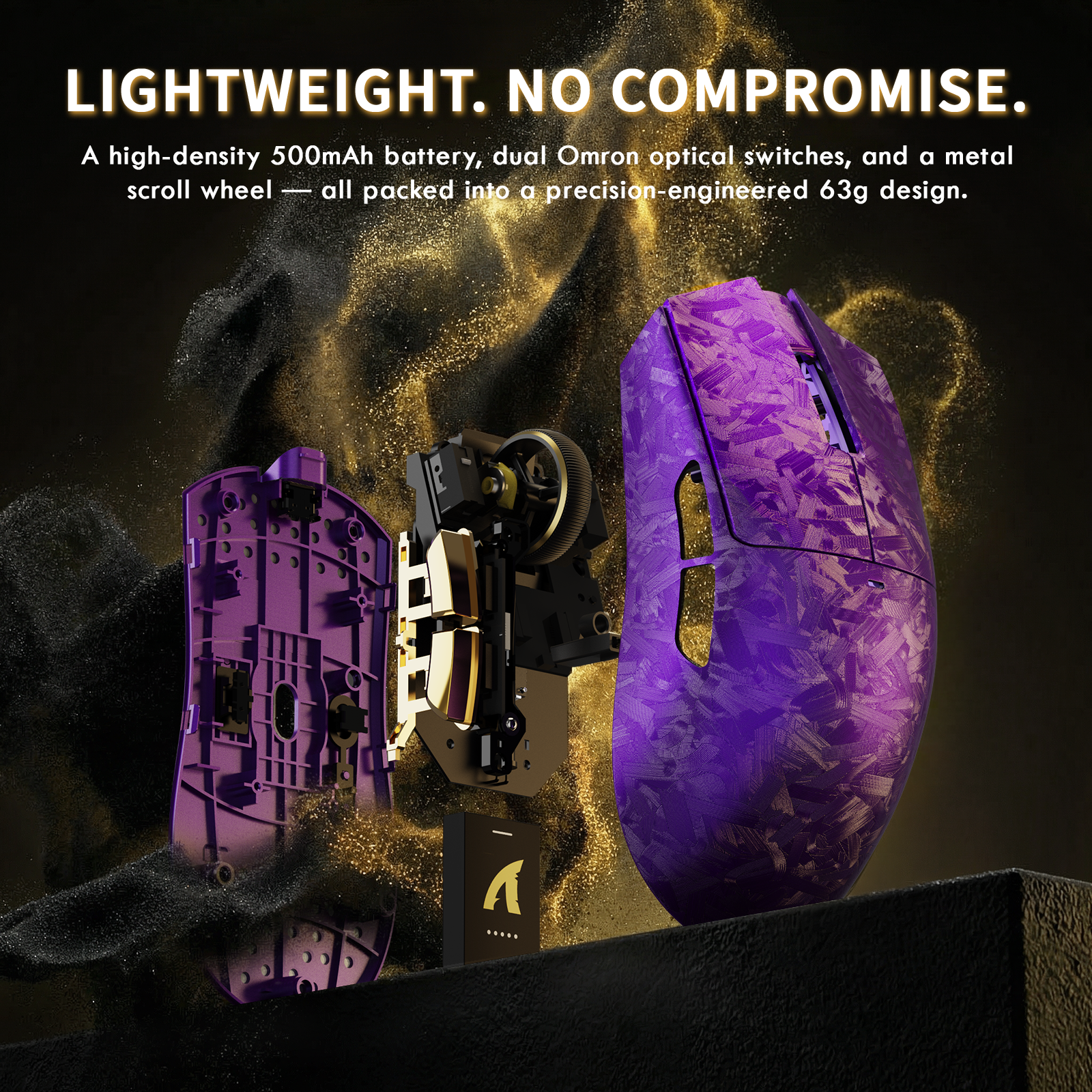 ATTACK SHARK X11 ULTRA Carbon Fiber Wireless Gaming Mouse With C06 Ultra LED Cable