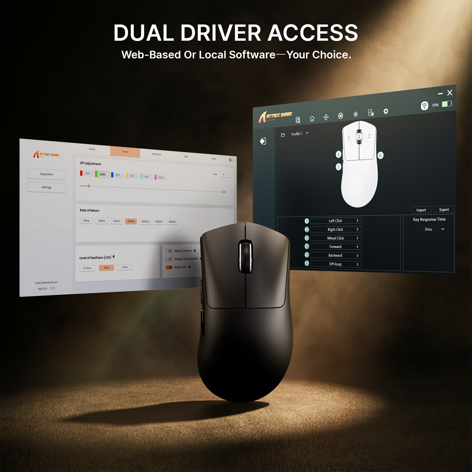 ATTACK SHARK V8 Ultra-Lichte Ergonomische Draadloze Gaming Muis