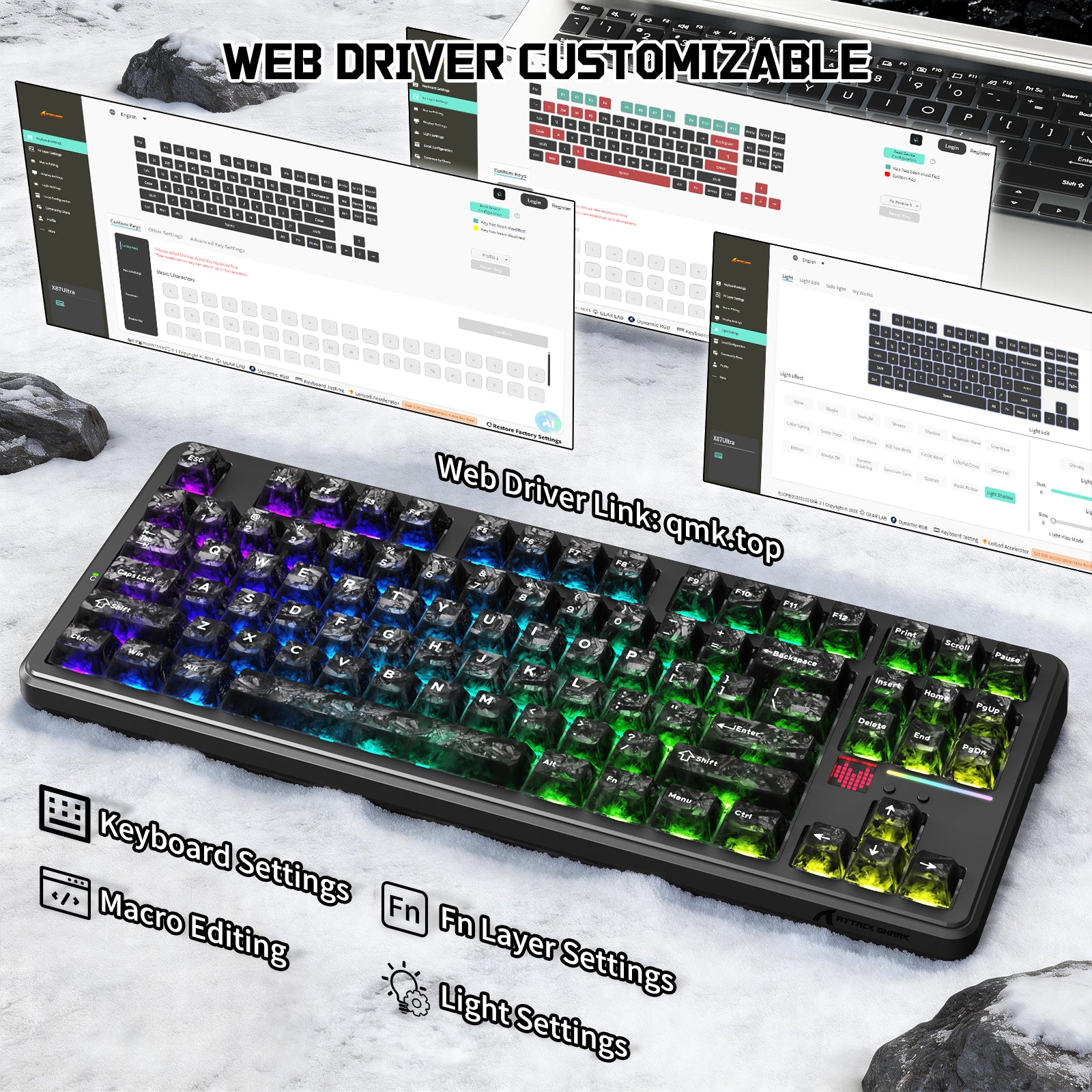 ATTACK SHARK X87 ULTRA Draadloos Mechanisch Toetsenbord Met 8K Draadloze Ontvanger