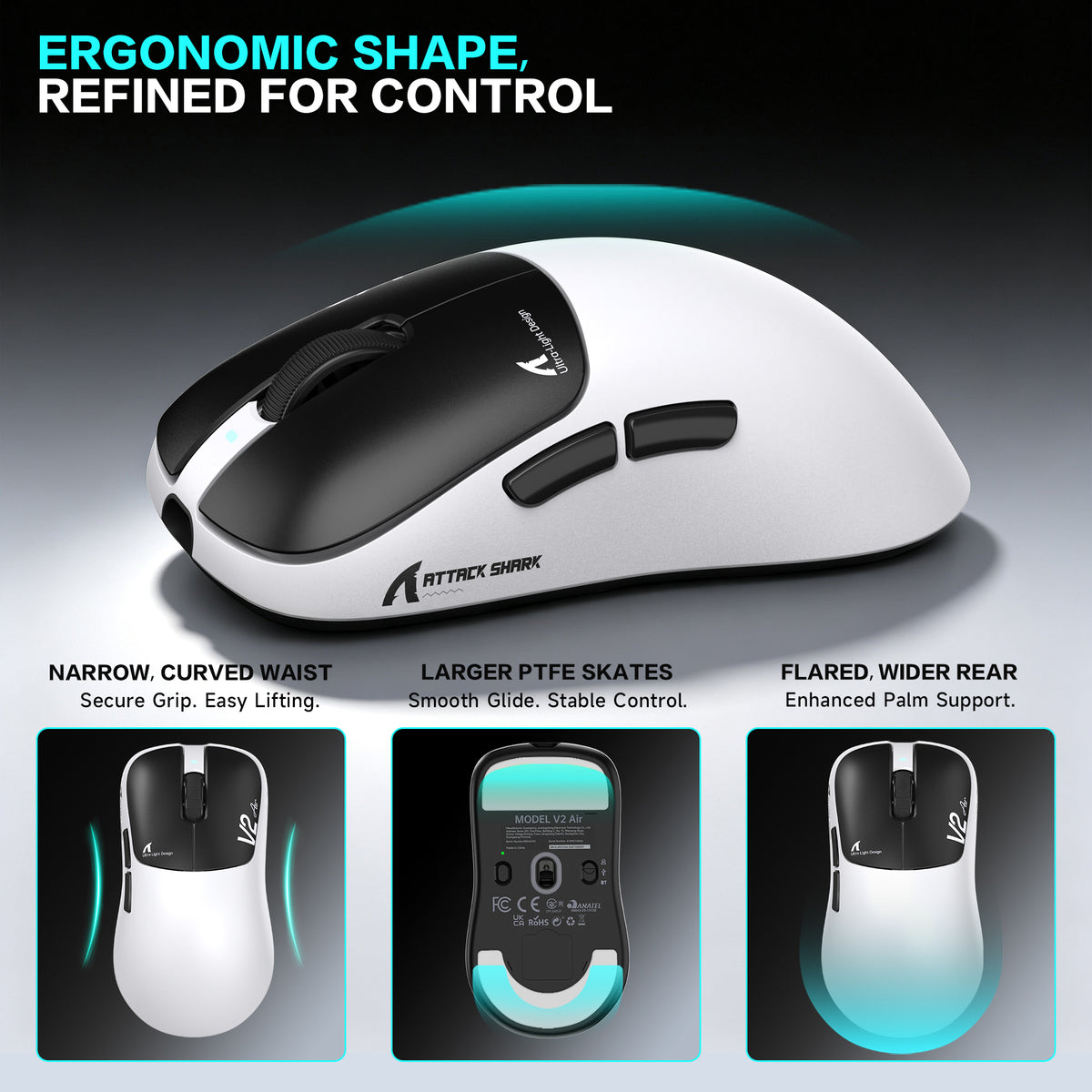 ATTACK SHARK V2 AIR PAW3955MAX ergonomische draadloze gamingmuis