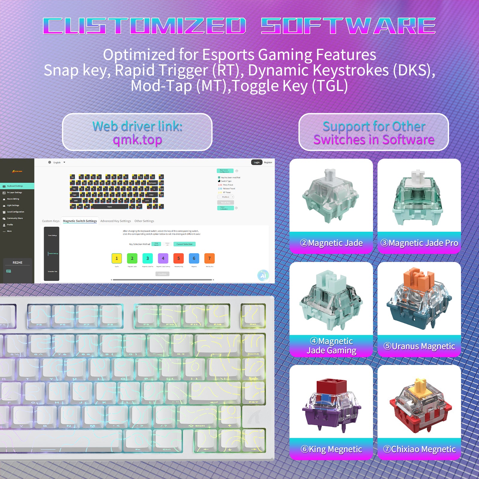 ATTACK SHARK R82 HE Bedraad 75% Gaming Toetsenbord met C01ULTRA LED Kabel