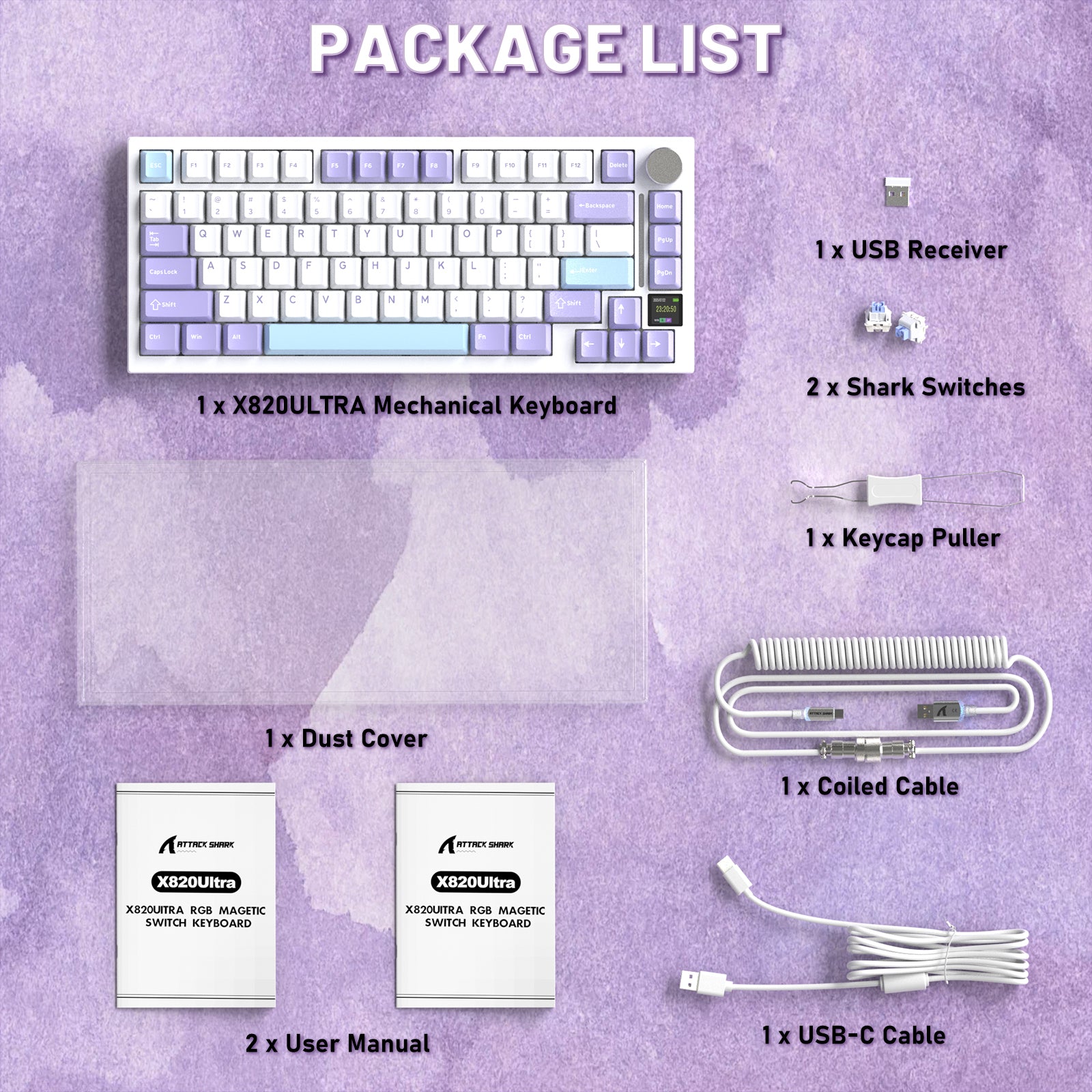 ATTACK SHARK X820ULTRA Mechanical Keyboard with C01ULTRA Coiled Cable