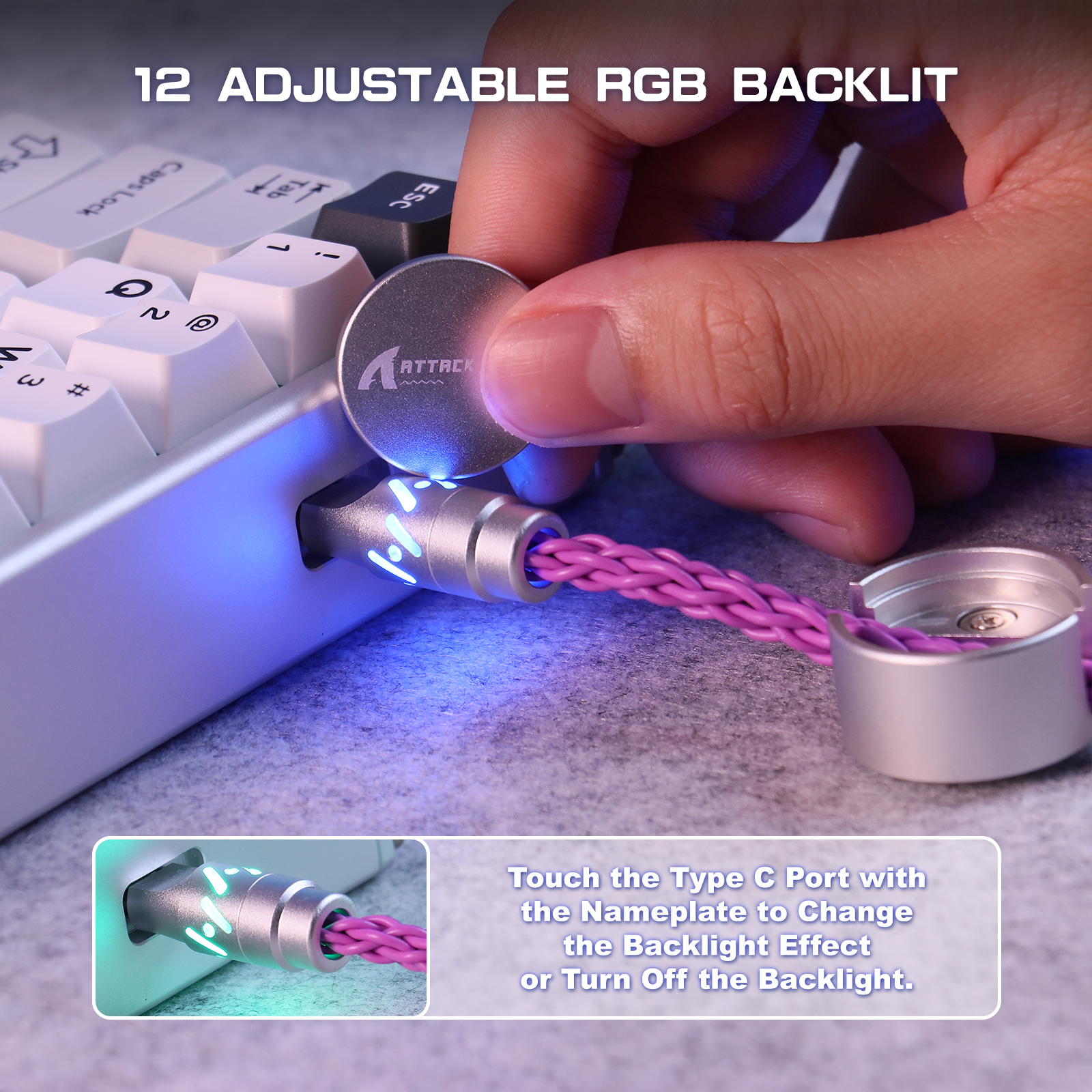 ATTACK SHARK C07 Aangepaste Aviator Kabel voor 8KHz Magnetisch Toetsenbord