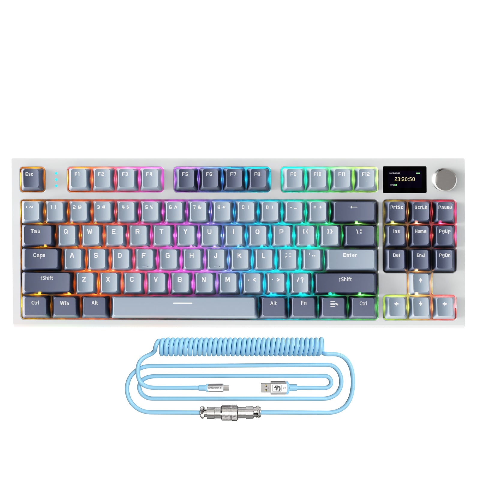 ATTACK SHARK K86 Draadloos Mechanisch Toetsenbord met Opgerolde Kabel