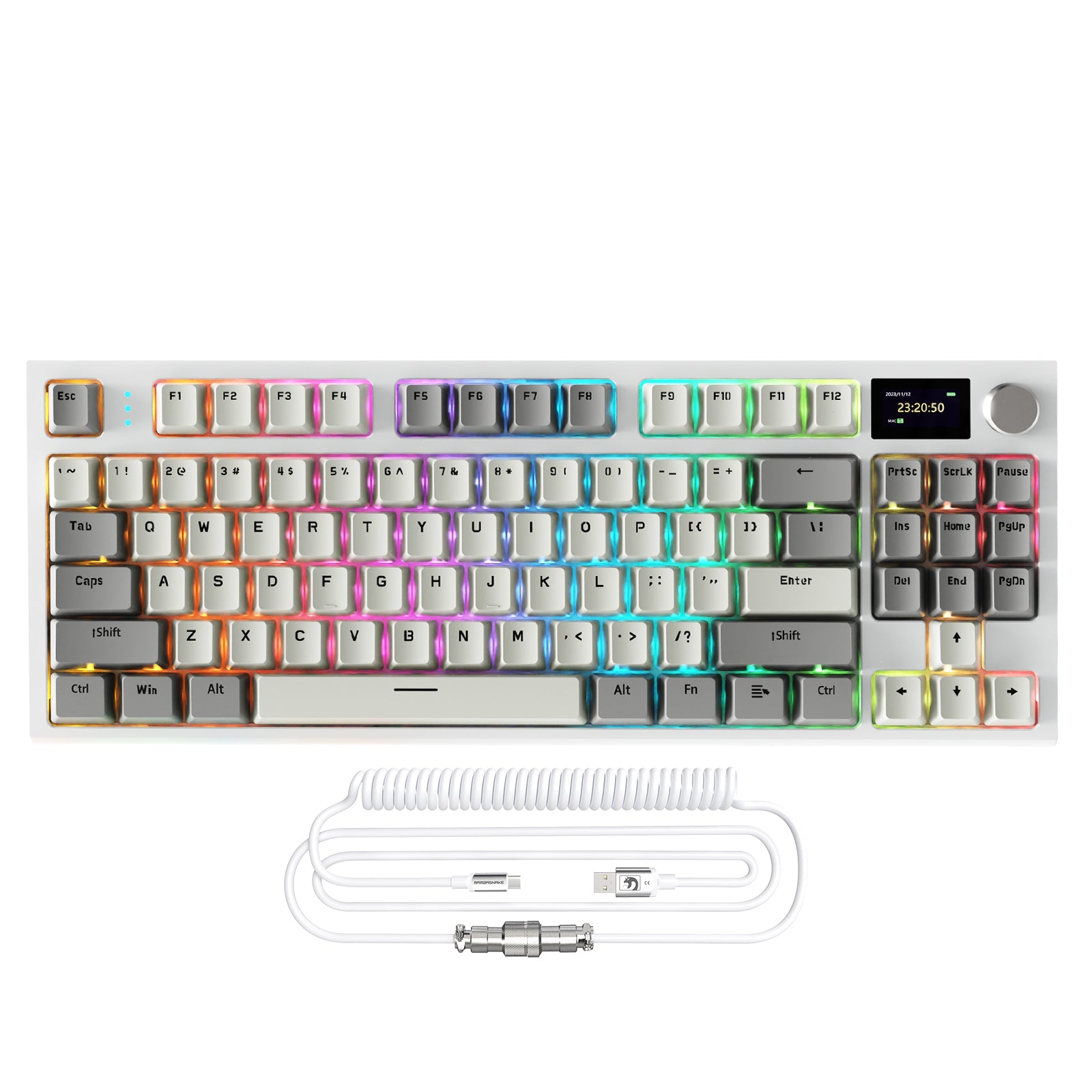 ATTACK SHARK K86 Draadloos Mechanisch Toetsenbord met Opgerolde Kabel