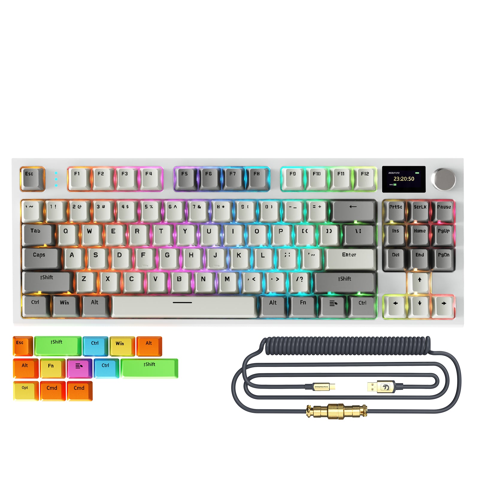ATTACK SHARK K86 Draadloos Mechanisch Toetsenbord met Opgerolde Kabel
