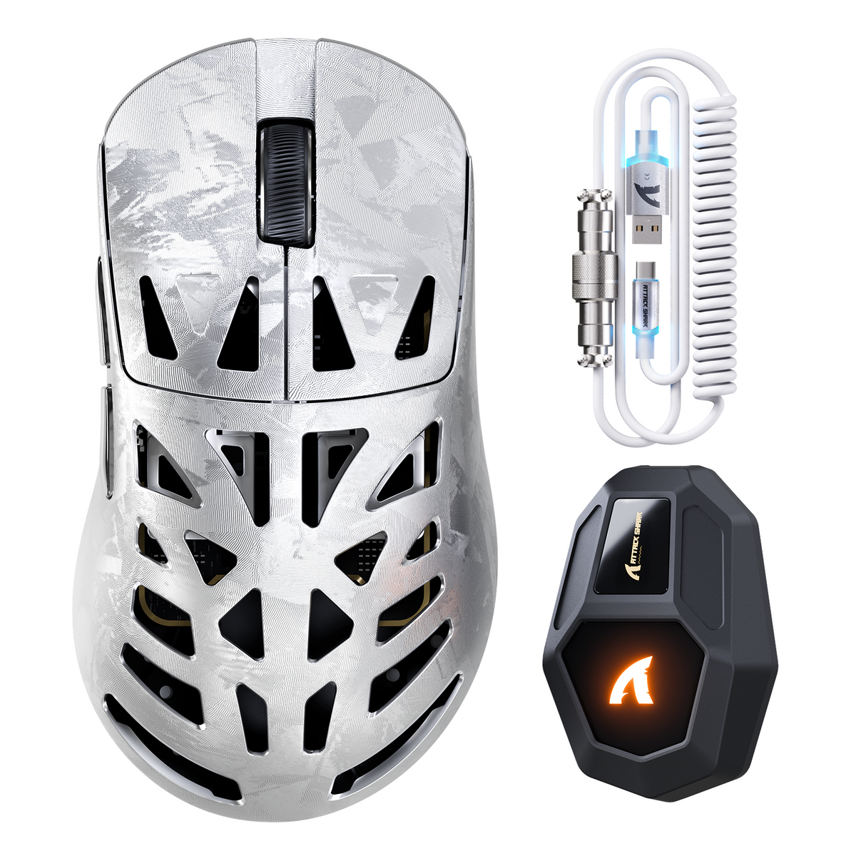 ATTACK SHARK RS6 ULTRA draadloze gamingmuis van koolstofvezel met PAW3955MAX-sensor