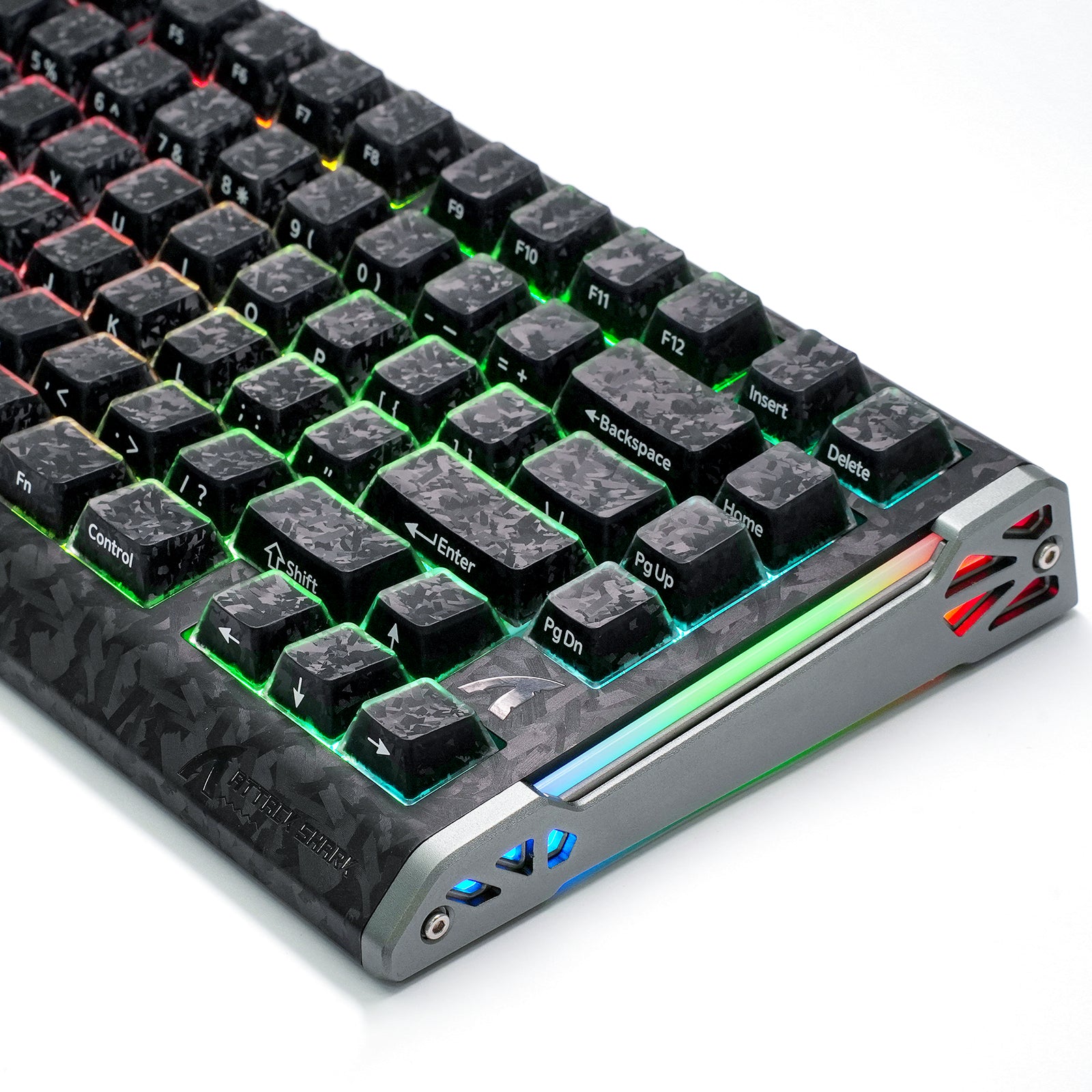 ATTACK SHARK SK04 119 toetsen, gesmede koolstofvezel-kristallen keycaps, ANSI/ISO