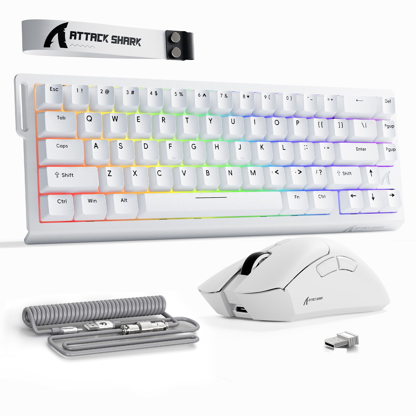 ATTACK SHARK X68HE Rapid Trigger Toetsenbord + R1 Draadloze Gaming Muis + C01 Opgerolde Kabel Bundel