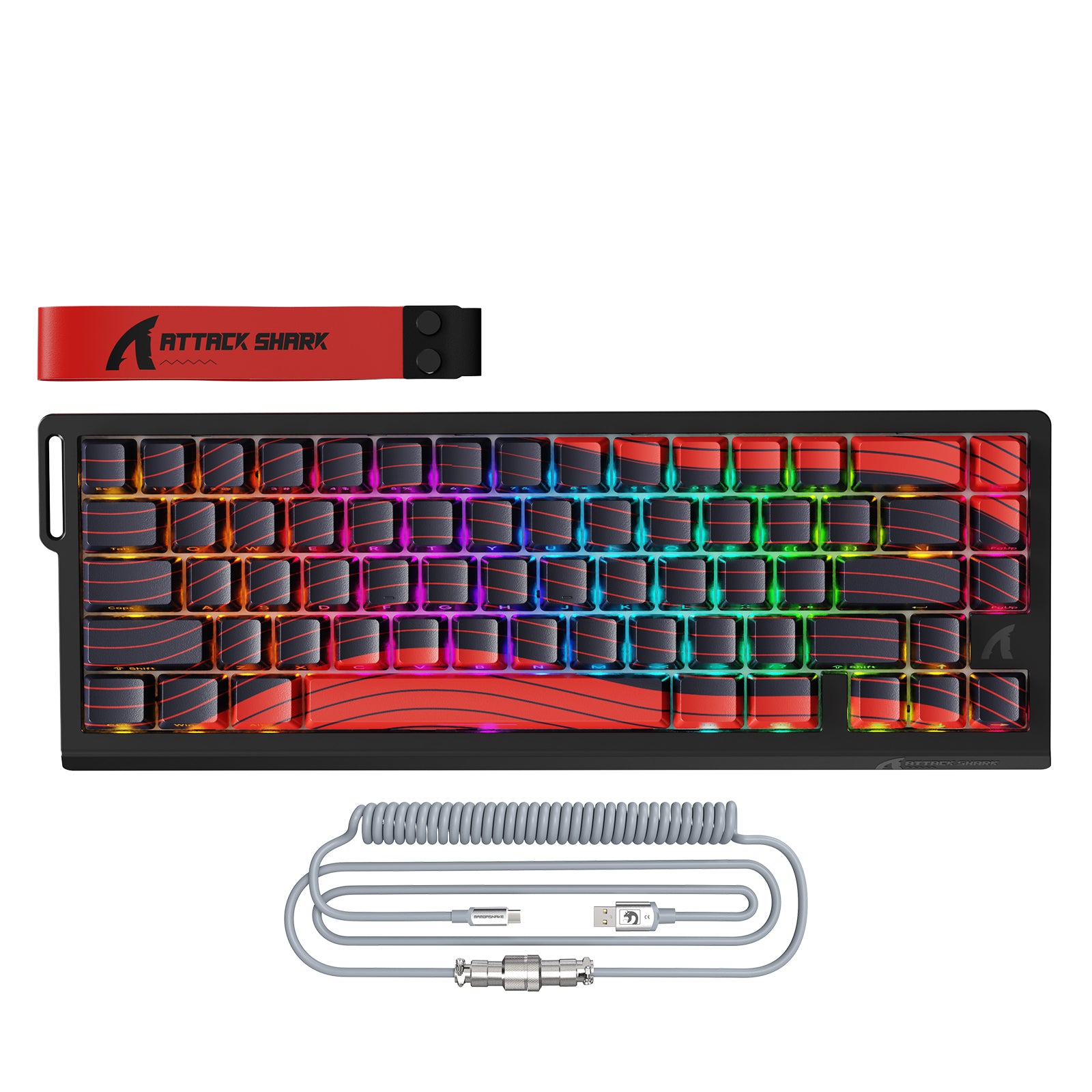 ATTACK SHARK X68PRO HE Draadloos Snelle Trigger Toetsenbord Met Opgerolde Kabel