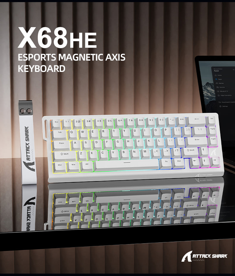 ATTACK SHARK X68 HE Snelle Trigger Toetsenbord Magnetische Schakelaar met C01PRO Opgerolde Kabel