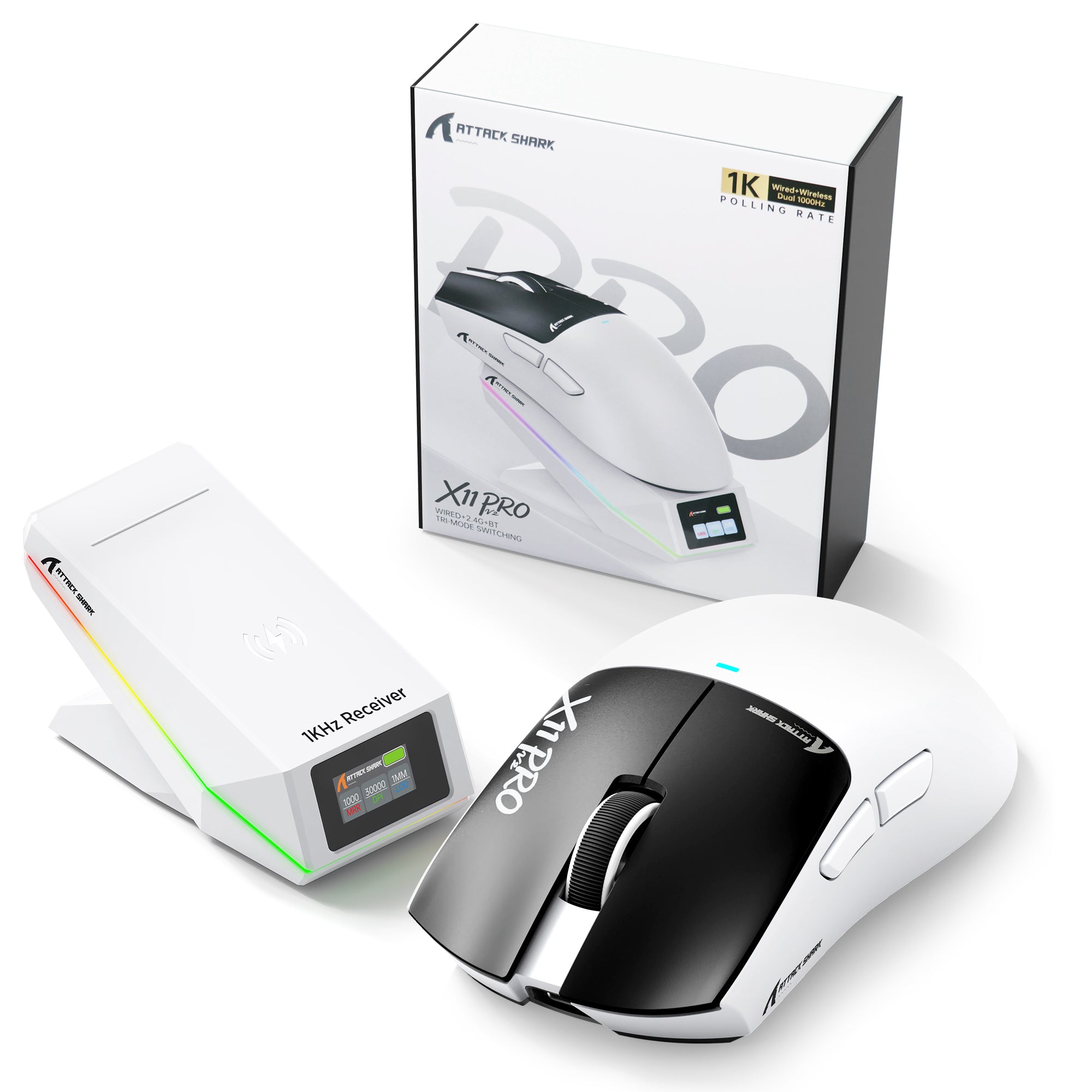 ATTACK SHARK X11 PRO V2 Draadloze Gaming Muis met TFT Display Oplaadstation