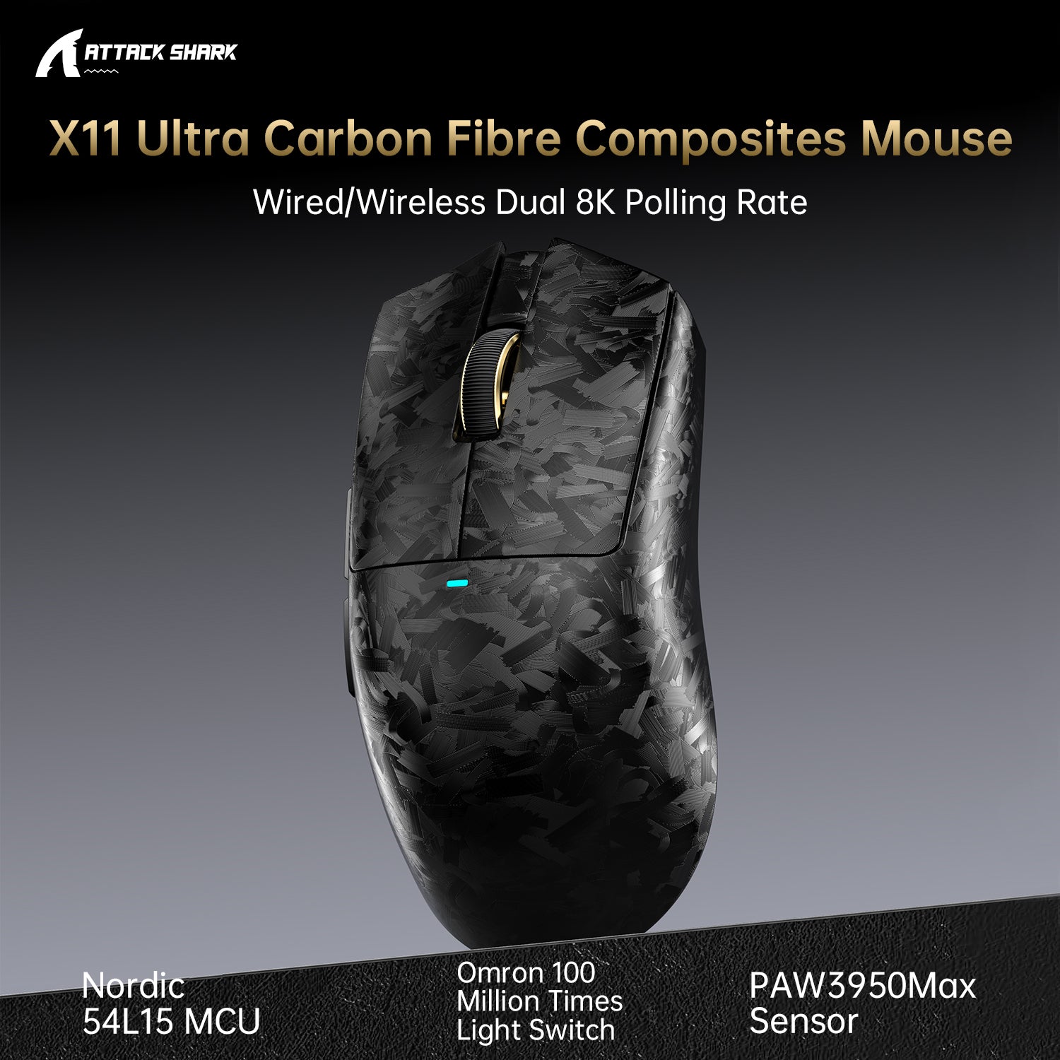 Carbon fiber ATTACK SHARK X11 Ultra wireless 8K gaming mouse