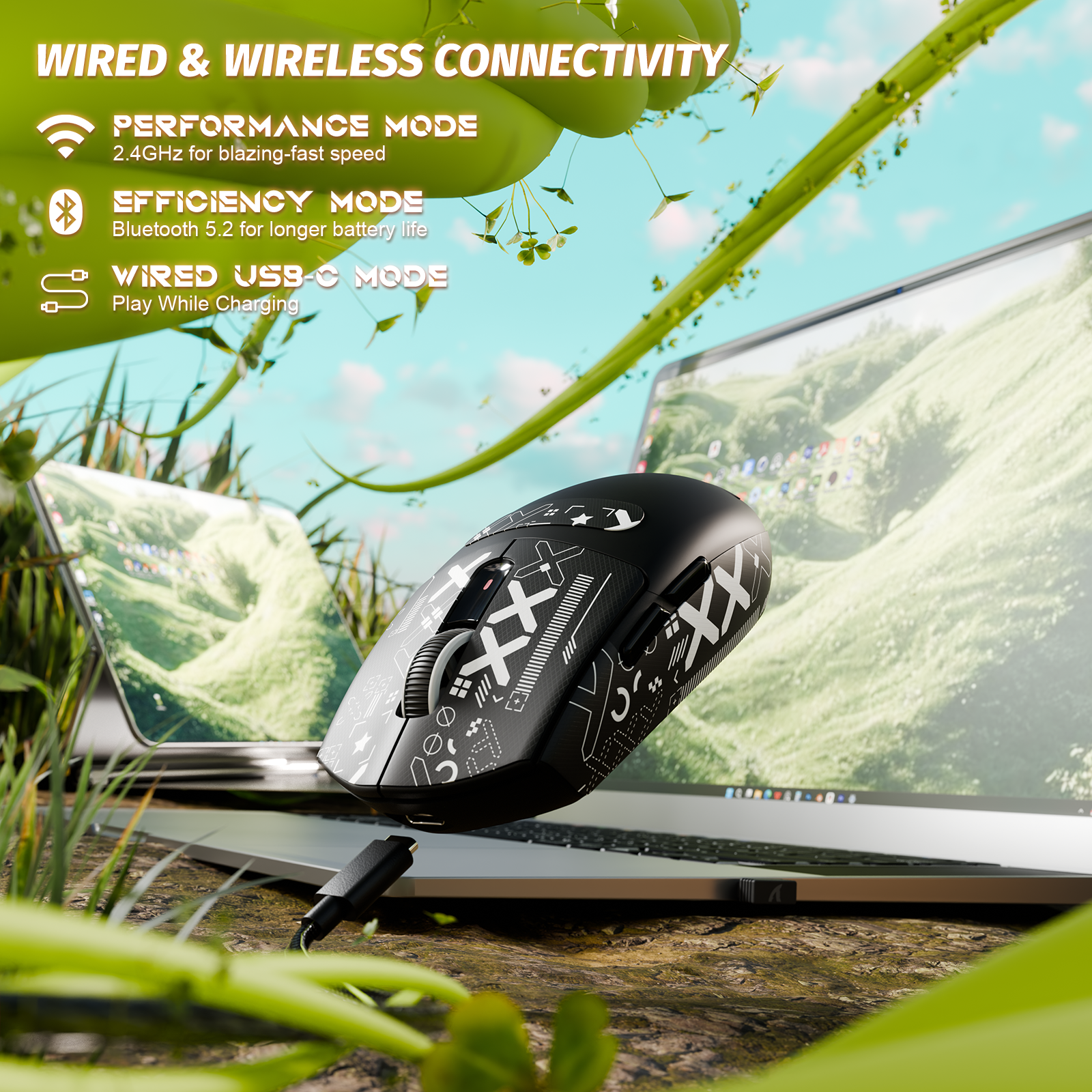 ATTACK SHARK G3 Tri-mode Wireless Gaming Mouse 25000 DPI Ultra Lightweight